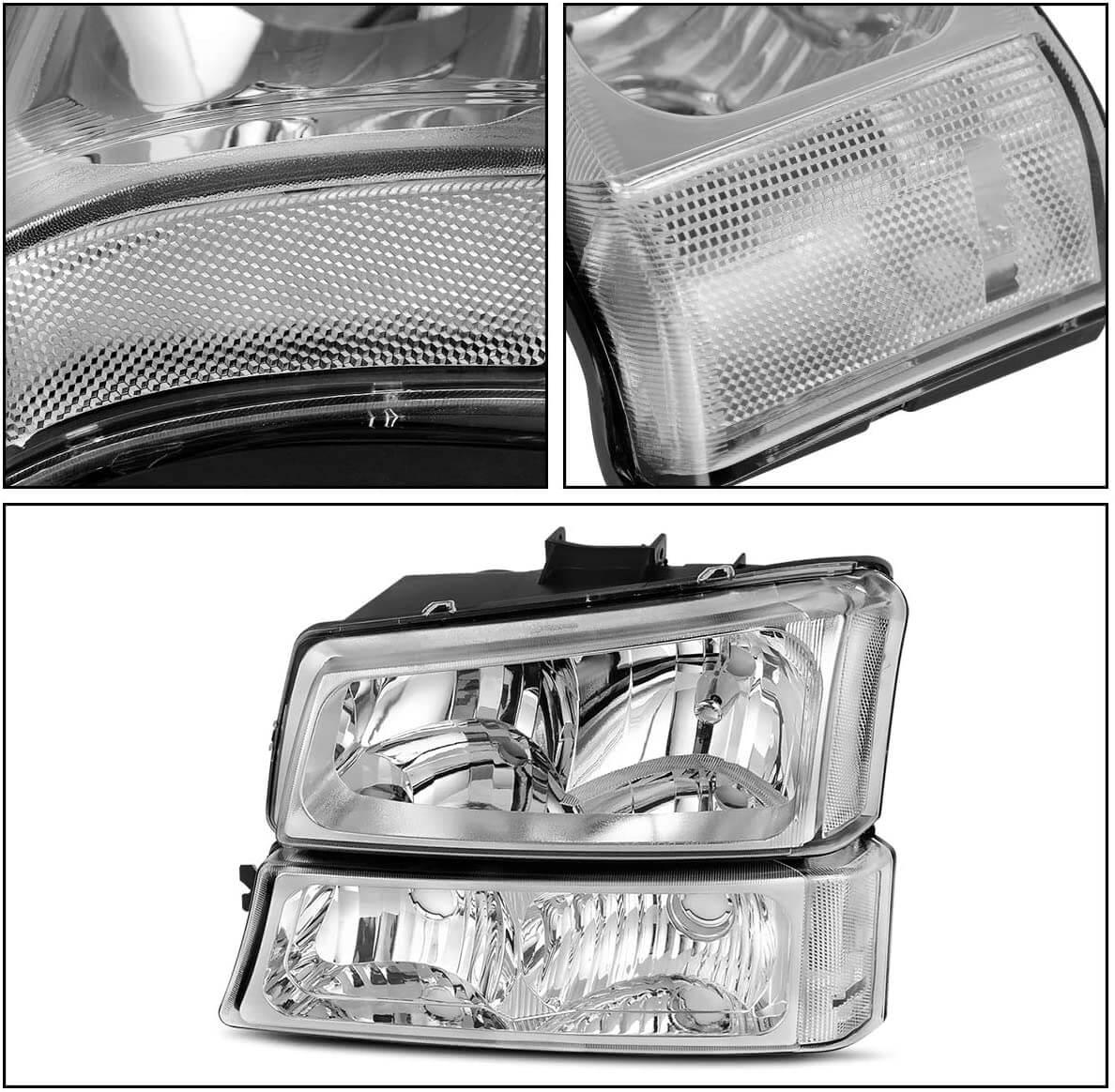 Side view of YITAMOTOR® 2003-2006 Chevy Silverado 1500 2500 3500 Chrome Headlights + SMOKE Tail Light Set
