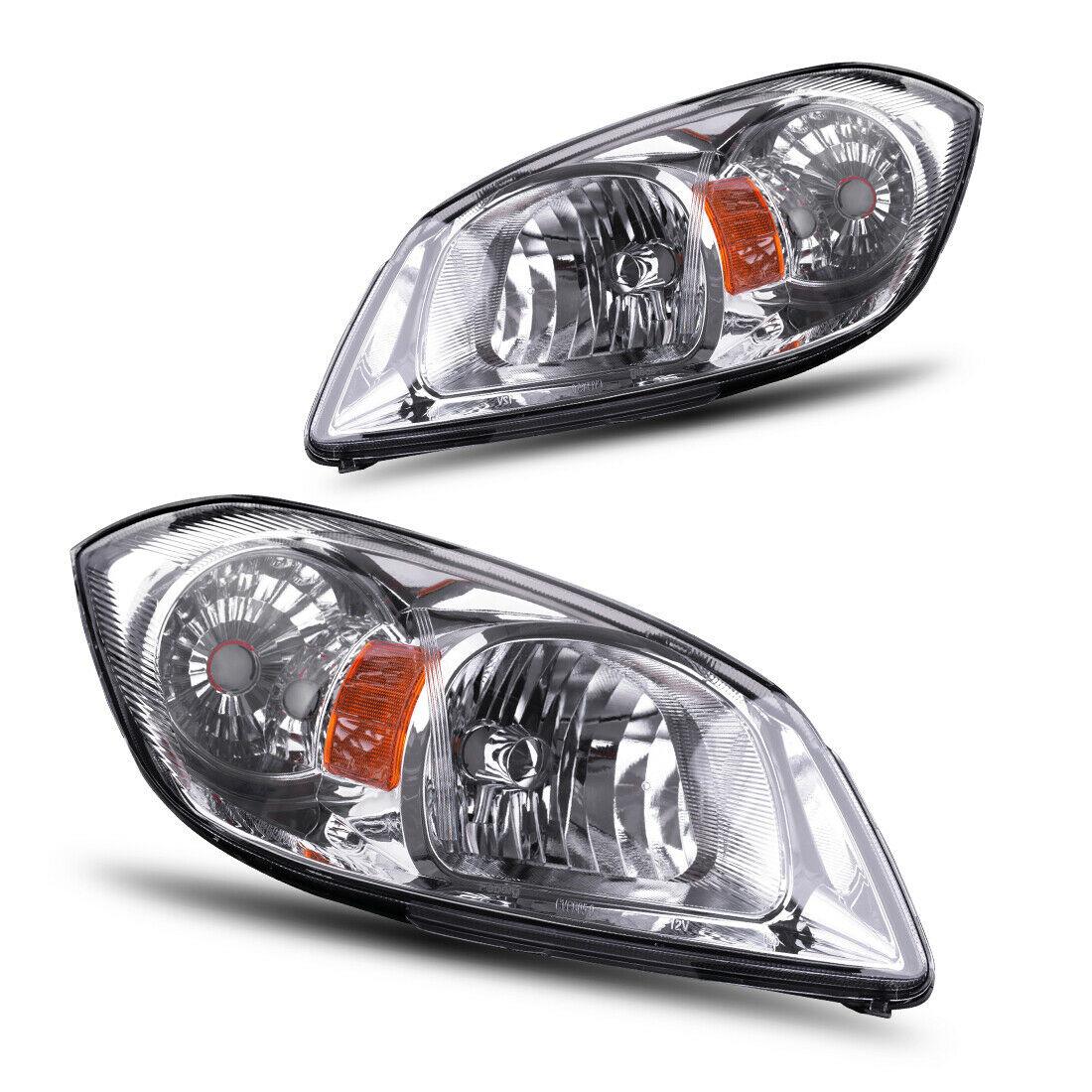 YITAMOTOR® 05-10 Chevy Cobalt/ 05-06 Pursuit/ 07-09 Pontiac G5 Headlight Assembly Chrome Housing Amber Reflector