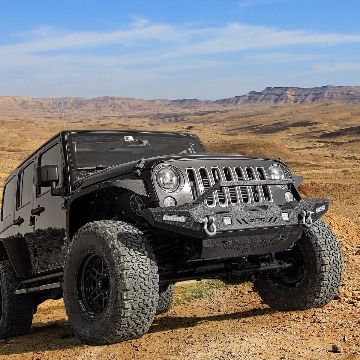 Side view of OEDRO Front Skid Plate Compatible for 2007-2018 Jeep Wrangler JK & JKU Off Road