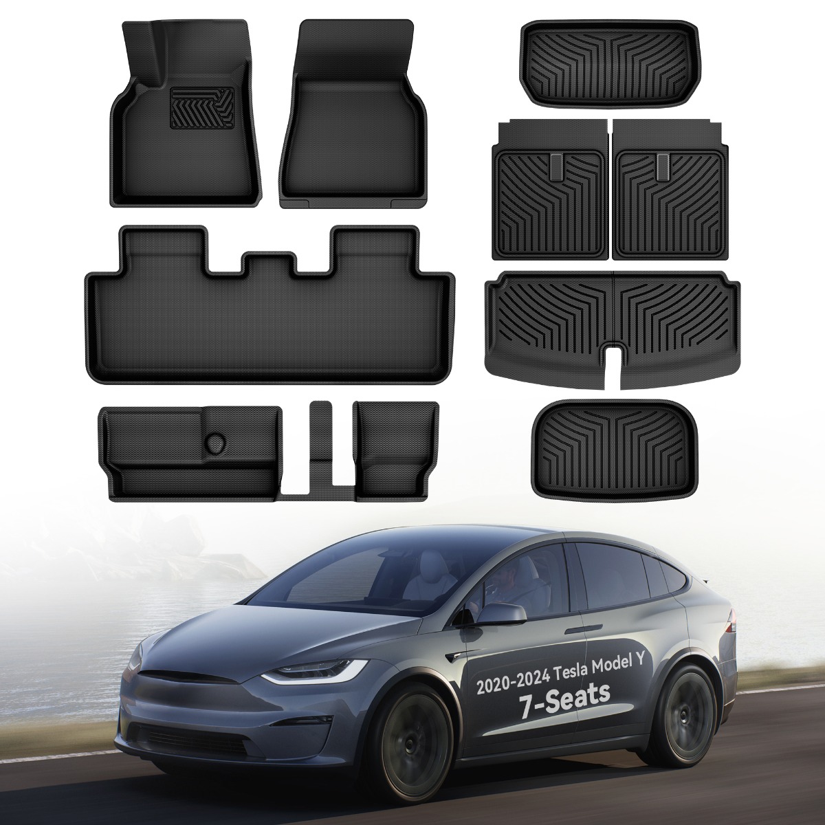 ToughPRO Tesla Model X 7 Seater Floor Mats Set And Trunk Mats Set