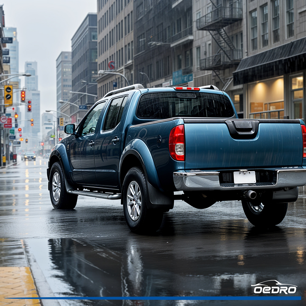 Side view of 5FT Hard Tri-fold Tonneau Cover Fold Truck Bed Covers Compatible with 2005-2026 Nissan Frontier(NOT for México Models) with 5 Feet Bed