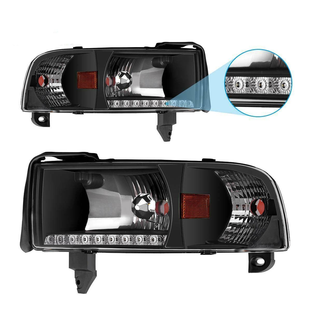 YITAMOTOR® 94-01 Dodge Ram 1500/94-02 Dodge Ram 2500 3500 Pickup DRL Projector Headlight Assembly