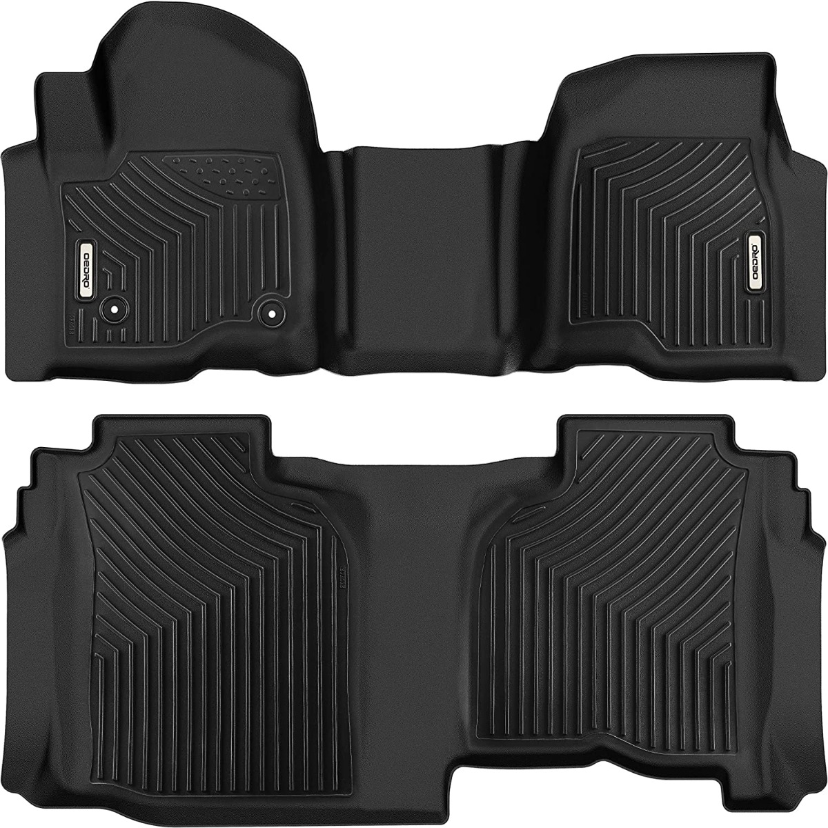 Side view of OEDRO Floor Mats for 2019-2026 Chevrolet Silverado / GMC Sierra 1500 2500HD 3500HD Double Cab with 1st Bench Seats