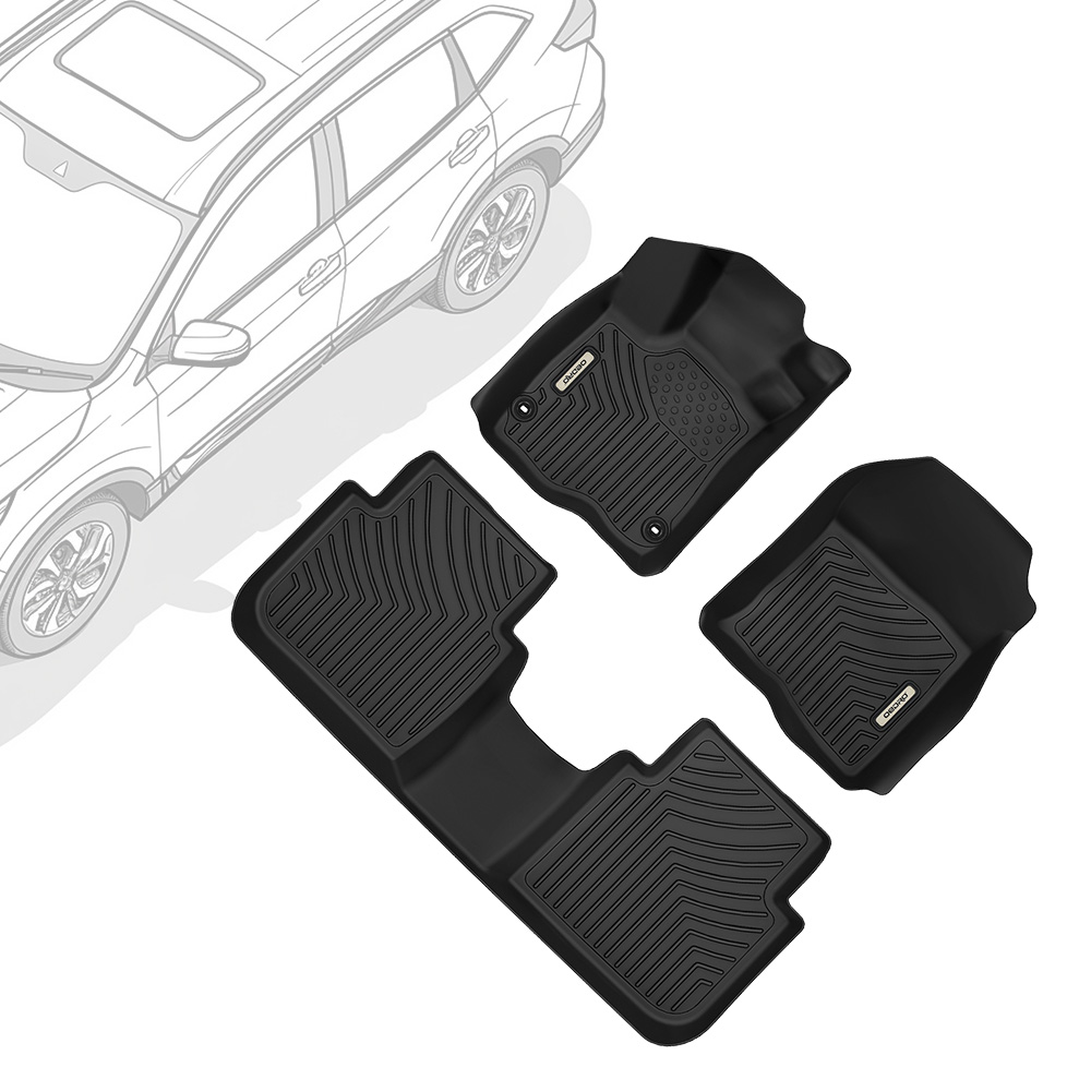 OEDRO Floor Mats for 2023-2025 Honda CRV CR-V (Include Hybrid), Custom Fit TPE All-Weather 1st and 2nd Row Full Set Floor Liners