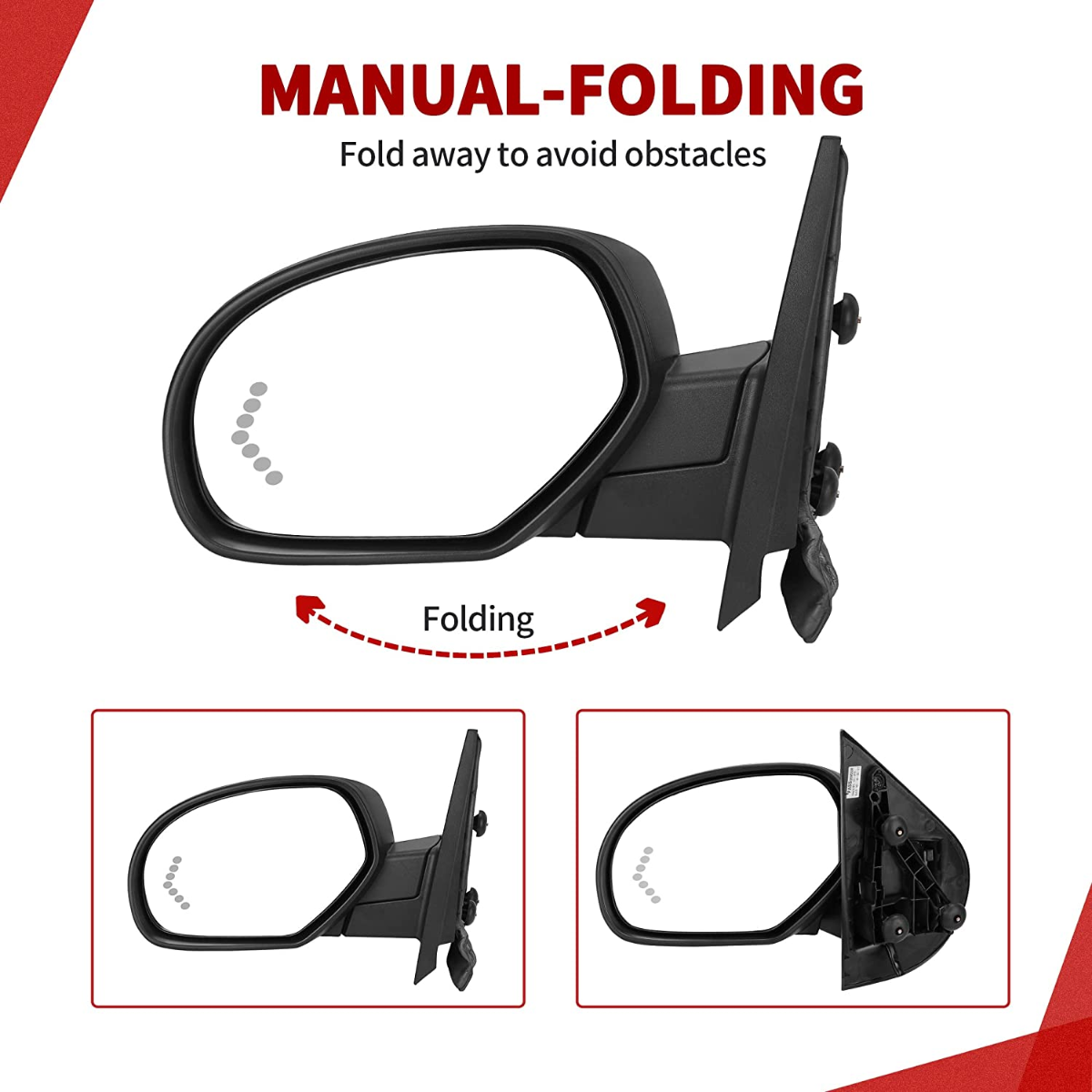 ECCPP Towing Mirrors For Chevy/GMC Silverado/Sierra 1999-2007 – Manual Telescoping & Folding - View #10