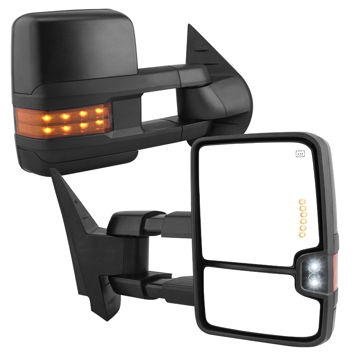 YITAMOTOR® 2007-2014 Chevy Silverado Extendable Tow Mirrors Power Heated with LED Turn Signal