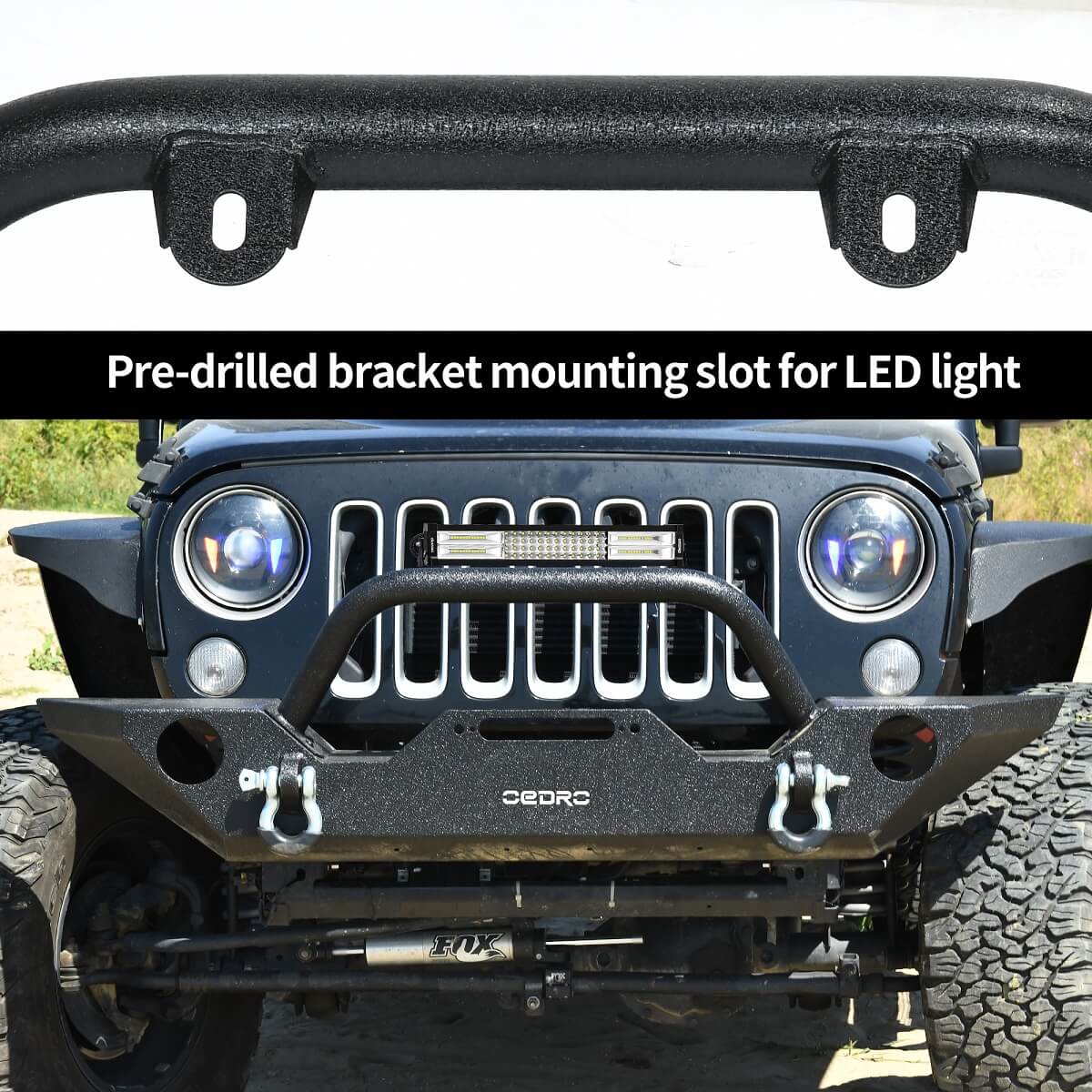 Steel Front + Rear Bumpers For 2007-2018 Jeep Wrangler JK JKU w/LED Lights+D-Rings Steel Front + Rear Bumpers For 2007-2018 Jeep Wrangler JK JKU w/LED Lights+D-Rings