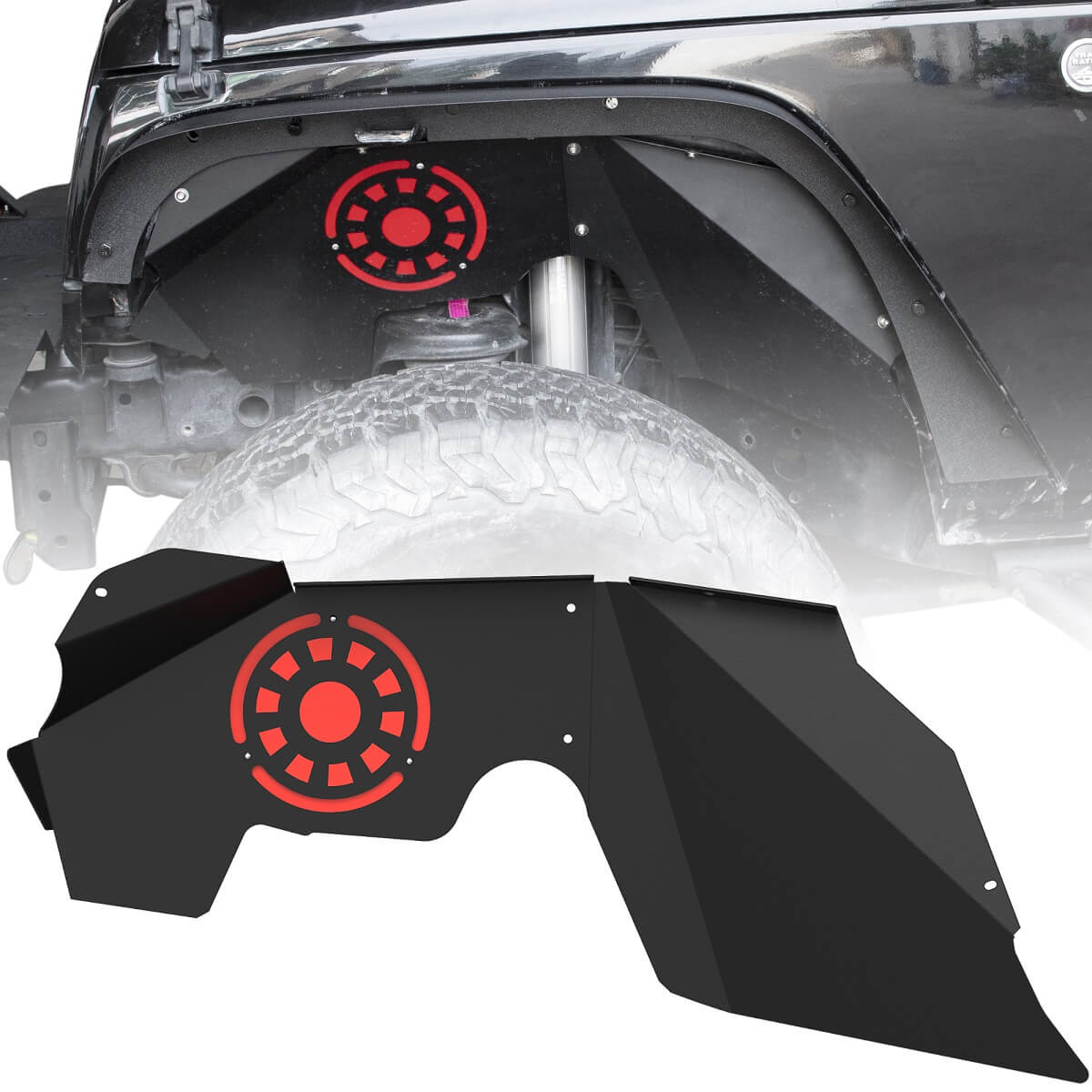 Side view of 2007-2018 Jeep Wrangler JK Front Inner Front & Rear Fender Flares