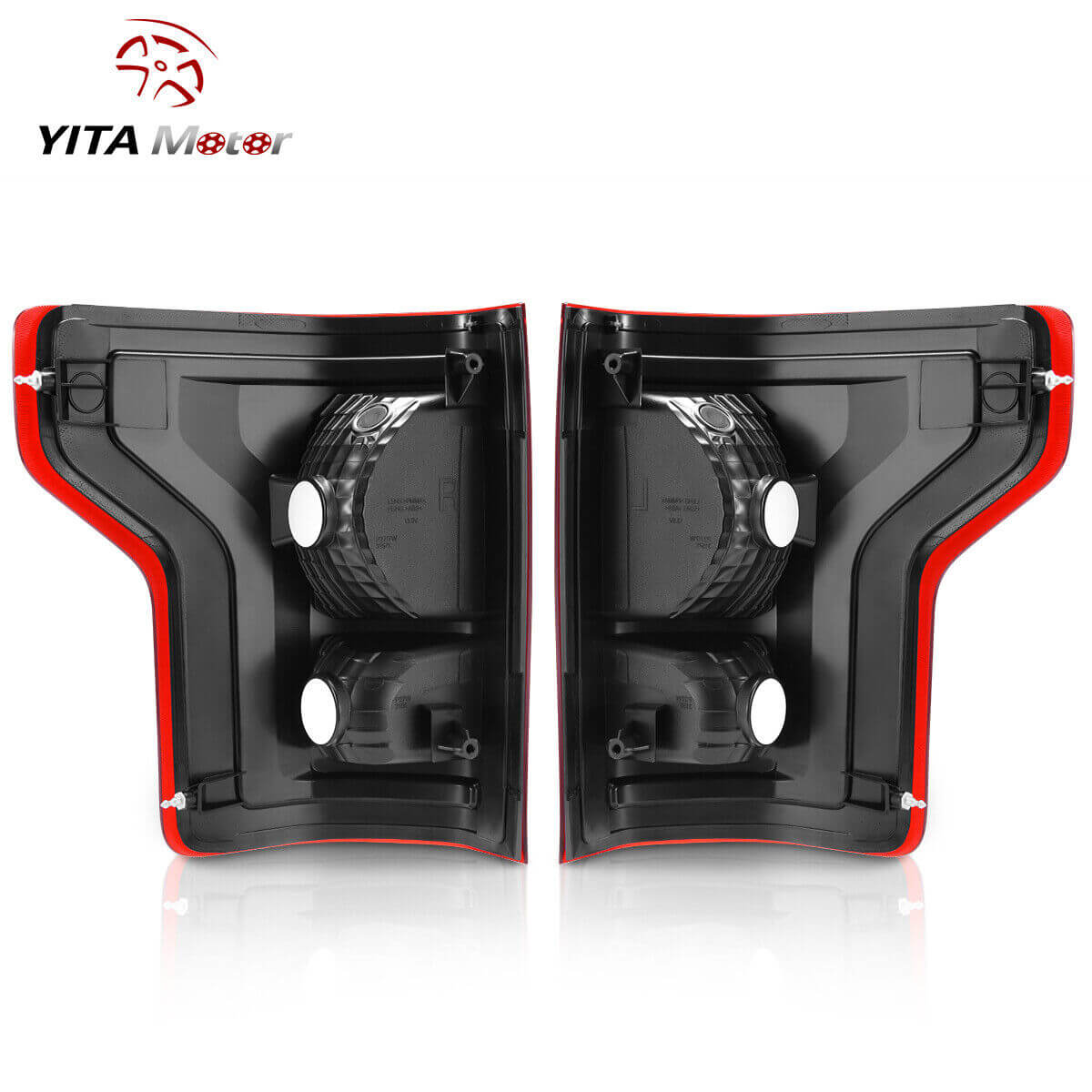 Side view of YITAMOTOR® Halogen 2015-2017 Ford F-150 Tail Lights Assembly Red Clear Sold in Pairs