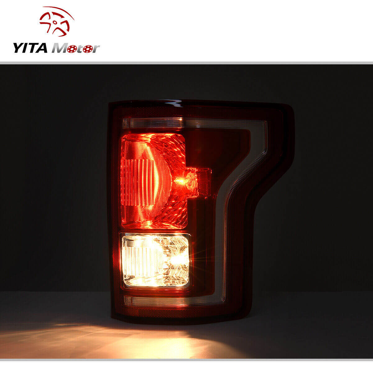 Side view of YITAMOTOR® Halogen 2015-2017 Ford F-150 Tail Lights Assembly Red Clear Sold in Pairs