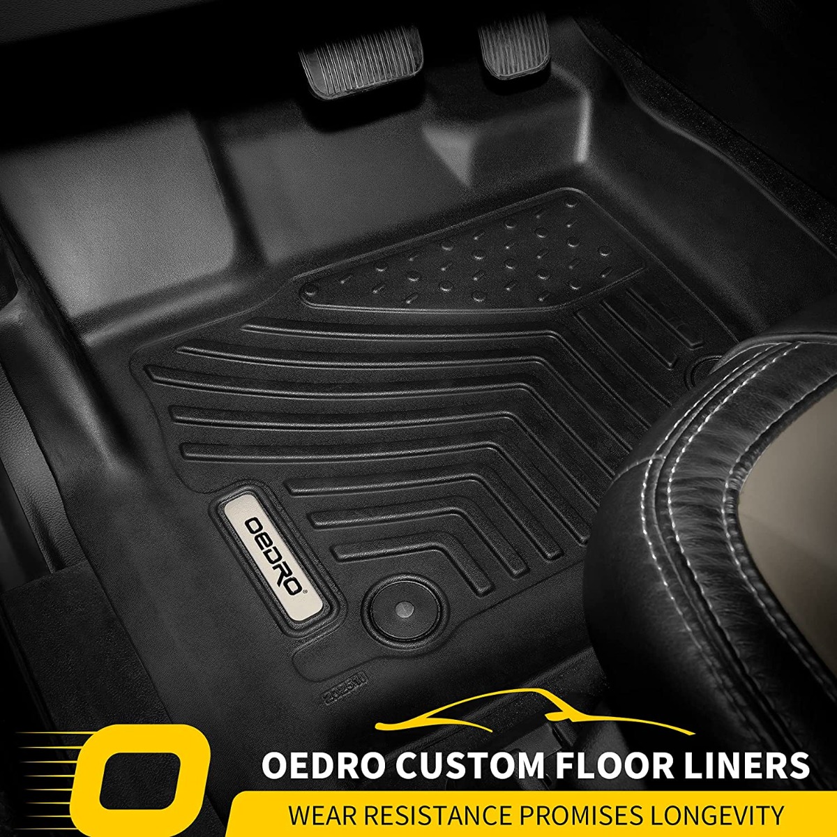 Side view of OEDRO Floor Mats for 2018-2022 Ford EcoSport (US Model Only), Black TPE All-Weather Guard Floor Liner Set