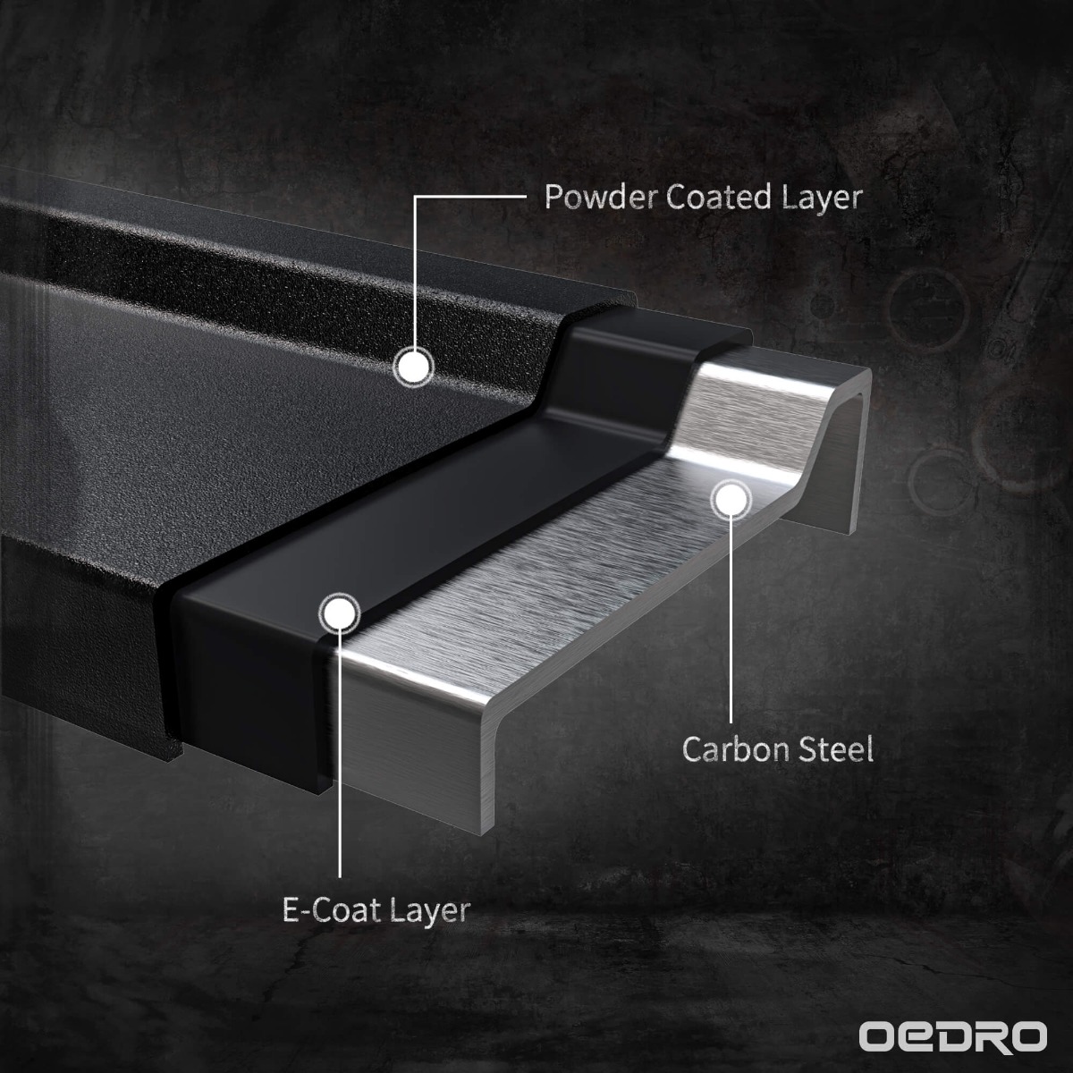 Side view of OEDRO Running Boards for 2019-2025 Chevy Silverado/ GMC Sierra 1500 Crew Cab & 2020-2025  Chevy Silverado /GMC Sierra 2500HD 3500HD