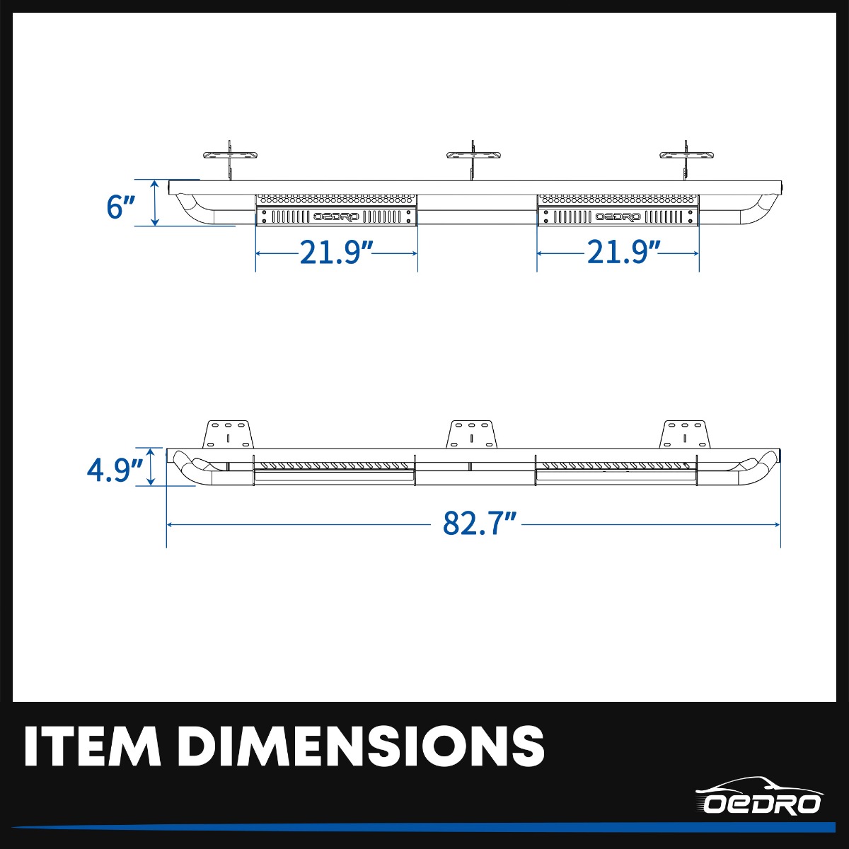 Side view of OEDRO® Running Boards for 2019-2026 Dodge Ram 1500 Crew Cab New Body (NOT for Classic ) Bolt-on Side Steps