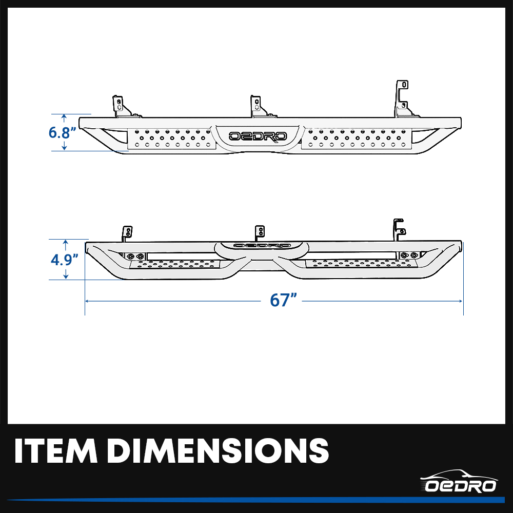 Side view of OEDRO 6 Inch Running Boards Compatible with Toyota 4Runner 2010-2024 Trail Edition,2014-2023 SR5/TRD Pro,Bolt-on Side Steps Steel Nerf Bar