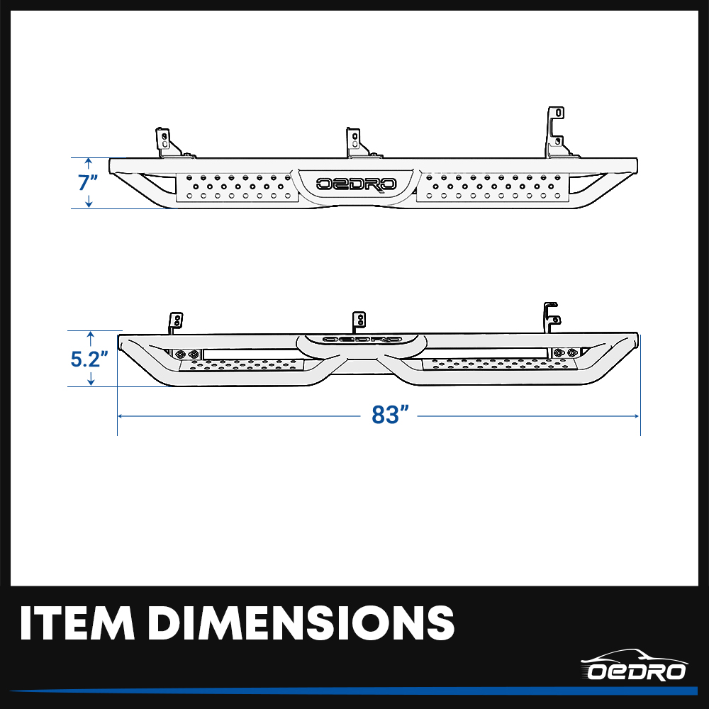 Side view of OEDRO Running Boards for 2019-2026 Chevy Silverado/GMC Sierra 1500 Crew Cab & 2020-2026 2500HD/3500HD (Excl. 2019 1500 LD/Limited)