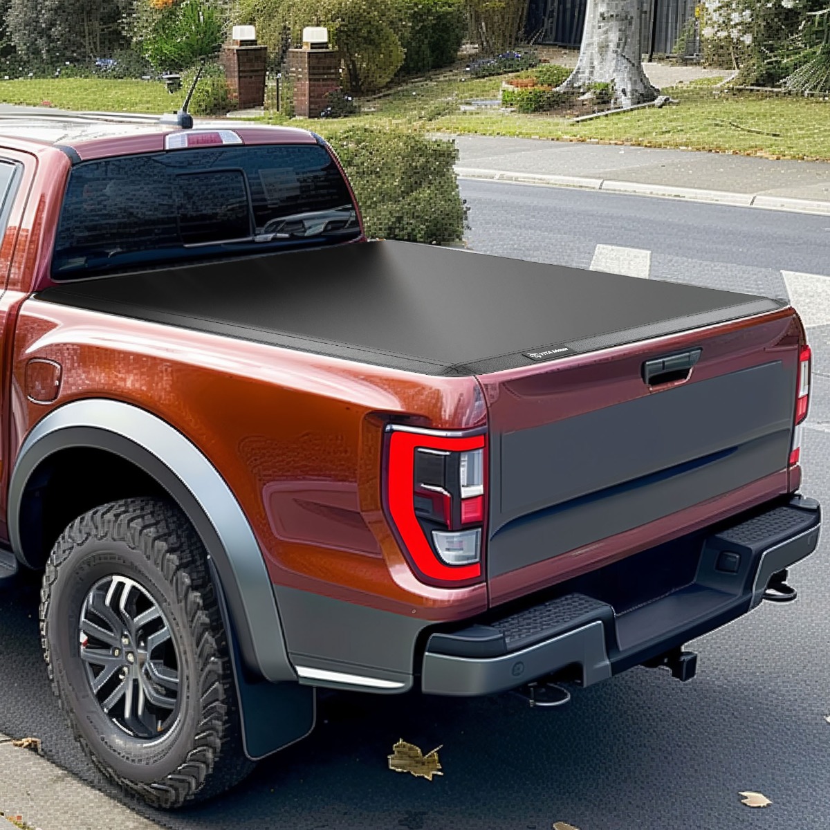 Side view of YITAMOTOR® 2017-2024 Nissan Titan Soft Quad Fold Truck Bed Tonneau Cover, Fleetside 5.5 ft Bed w/o Titan Box