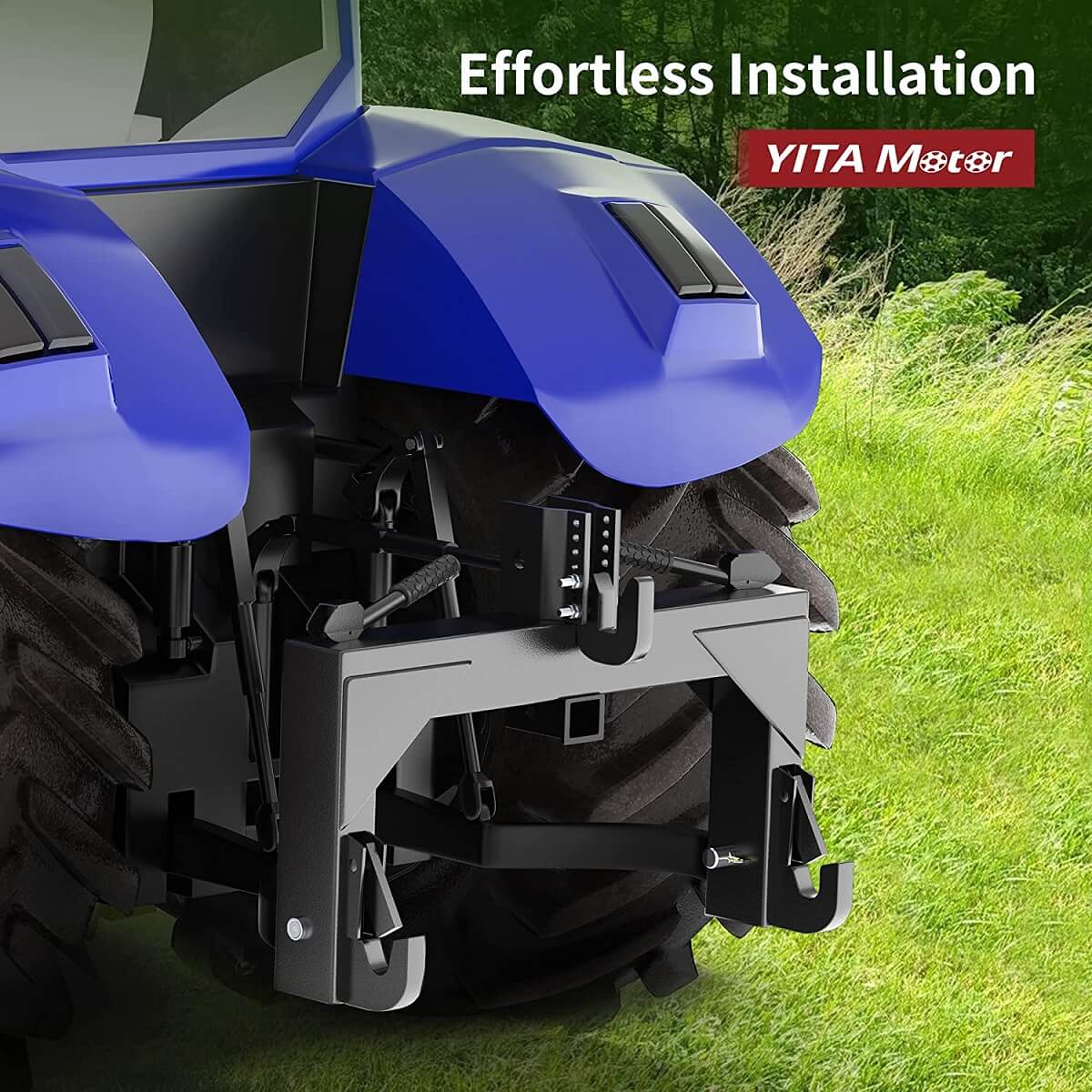 Side view of YITAMOTOR® 3 Point Quick Hitch Adapter Attach For Category 1 Tractor 3000lb