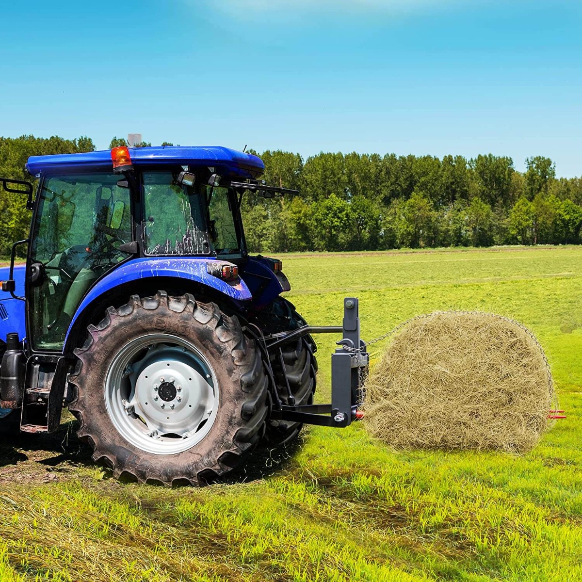 Side view of YITAMOTOR® 3 Point Hitch Receiver Tractor Drawbar Attachment with 2x1 3/4" Hay Spear Holes for CAT 0