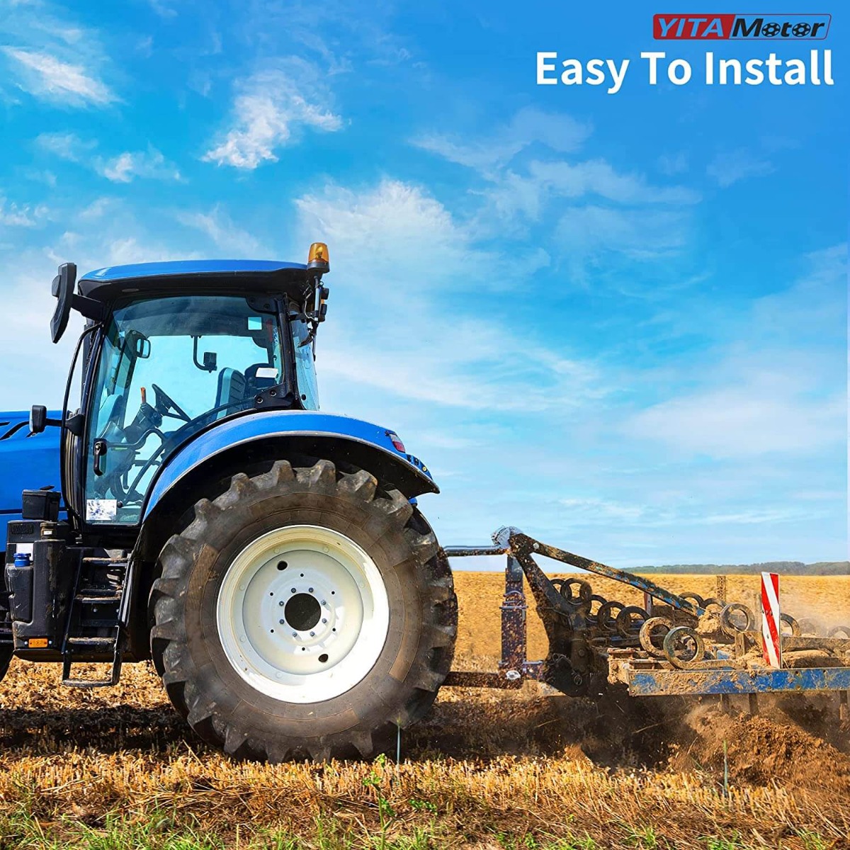 Side view of YITAMOTOR® 3 Point Hitch Receiver Tractor Drawbar Attachment with 2x1 3/4" Hay Spear Holes for CAT 0
