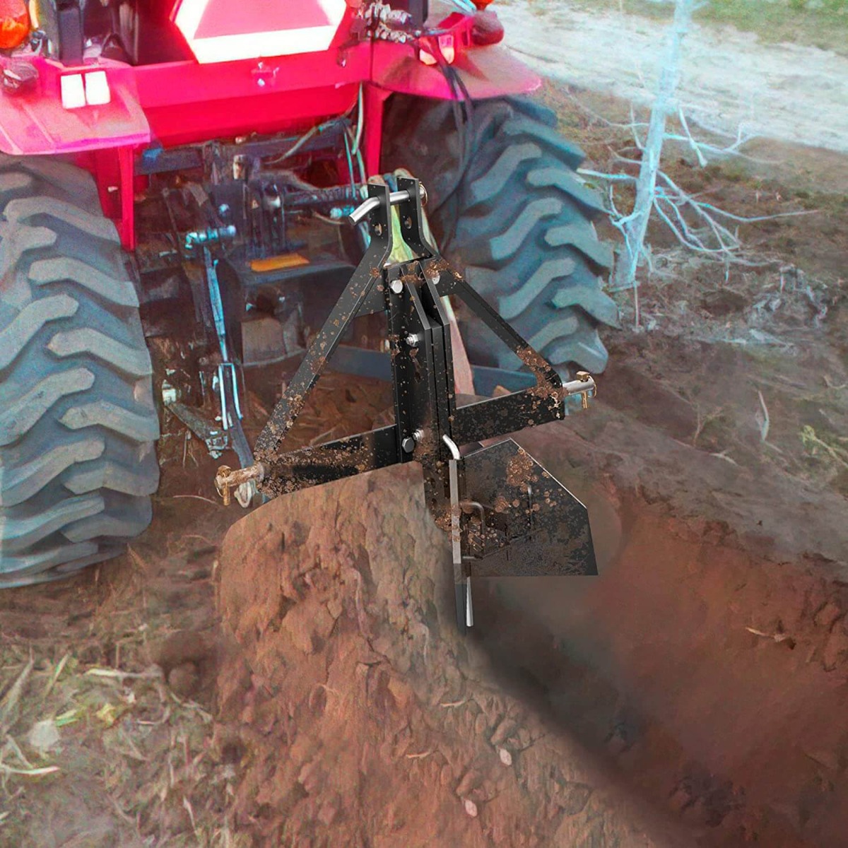 Side view of YITAMOTOR® Middle Buster for Category 1, 3 Point Quick Hitch Tractors, Heavy Duty Steel Furrowing Plow