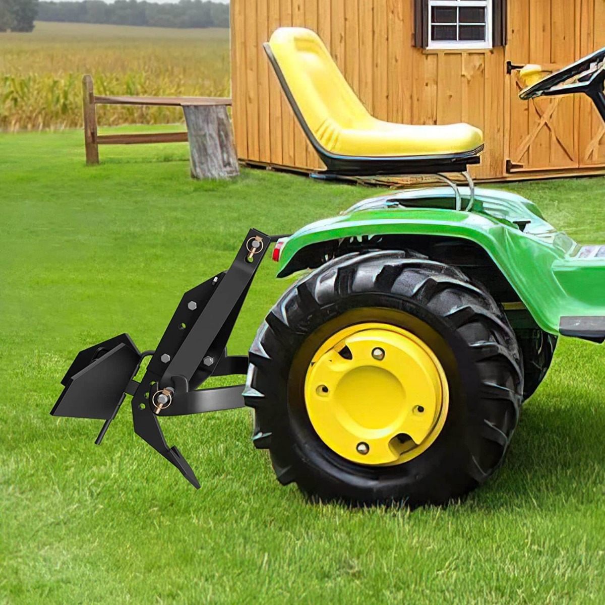 Side view of YITAMOTOR® Middle Buster for Category 1, 3 Point Quick Hitch Tractors, Heavy Duty Steel Furrowing Plow