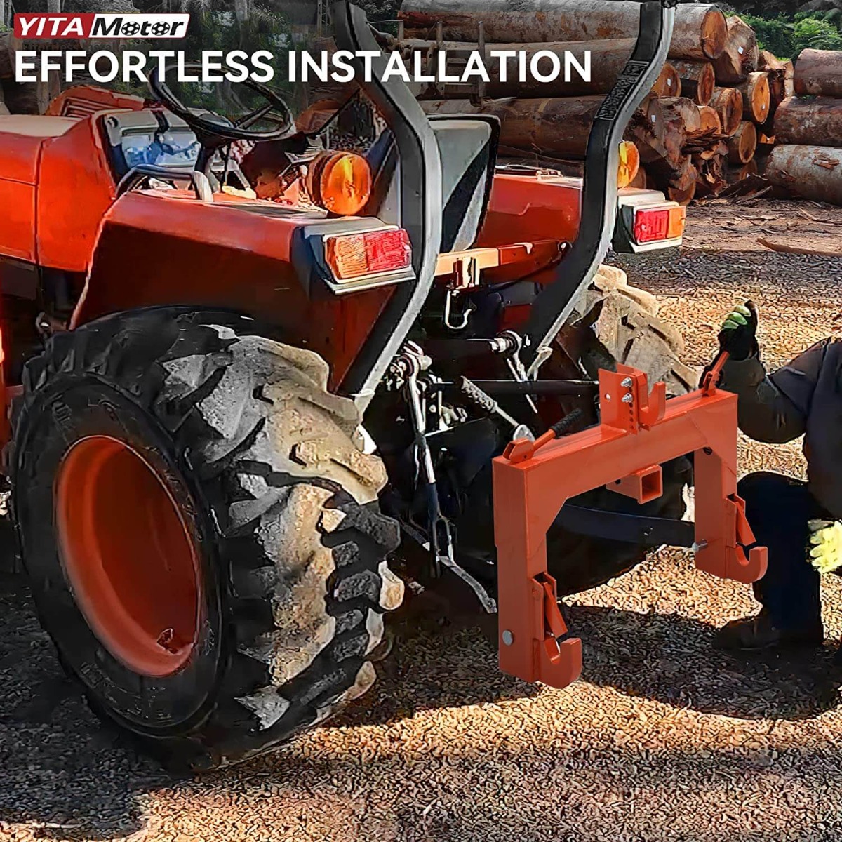 Side view of YITAMOTOR® 3 Point Quick Hitch Adapter For Category 1 W/ Adjustable Bolt Tractor 3000lb