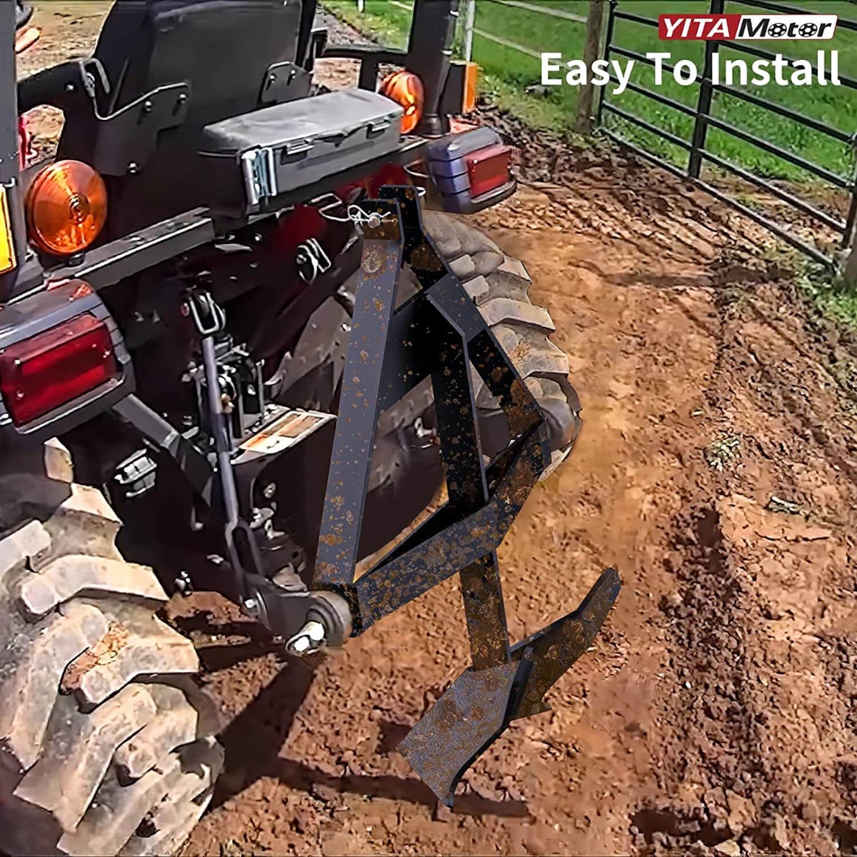 Side view of YITAMOTOR® Middle Buster for Category 1, 3 Point Quick Hitch Tractors, Heavy Duty Steel Potato Plow