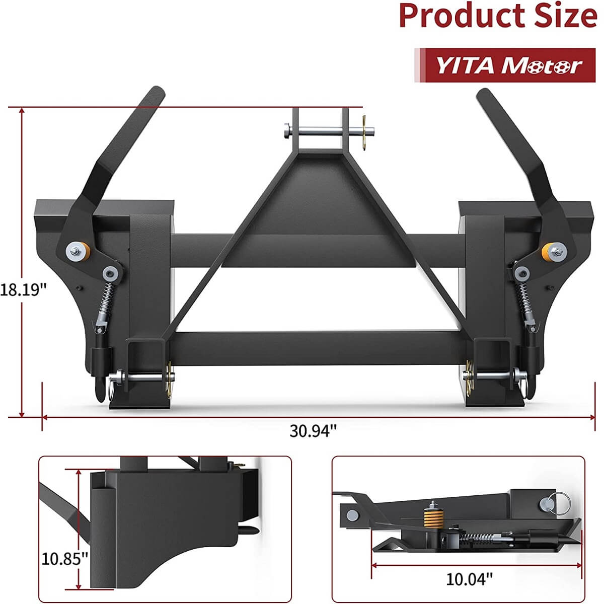yamaTime Adapter P / Black・3サイズ YITAMOTOR® 3 Point Quick Tach Adapter Universal Skid Steer
