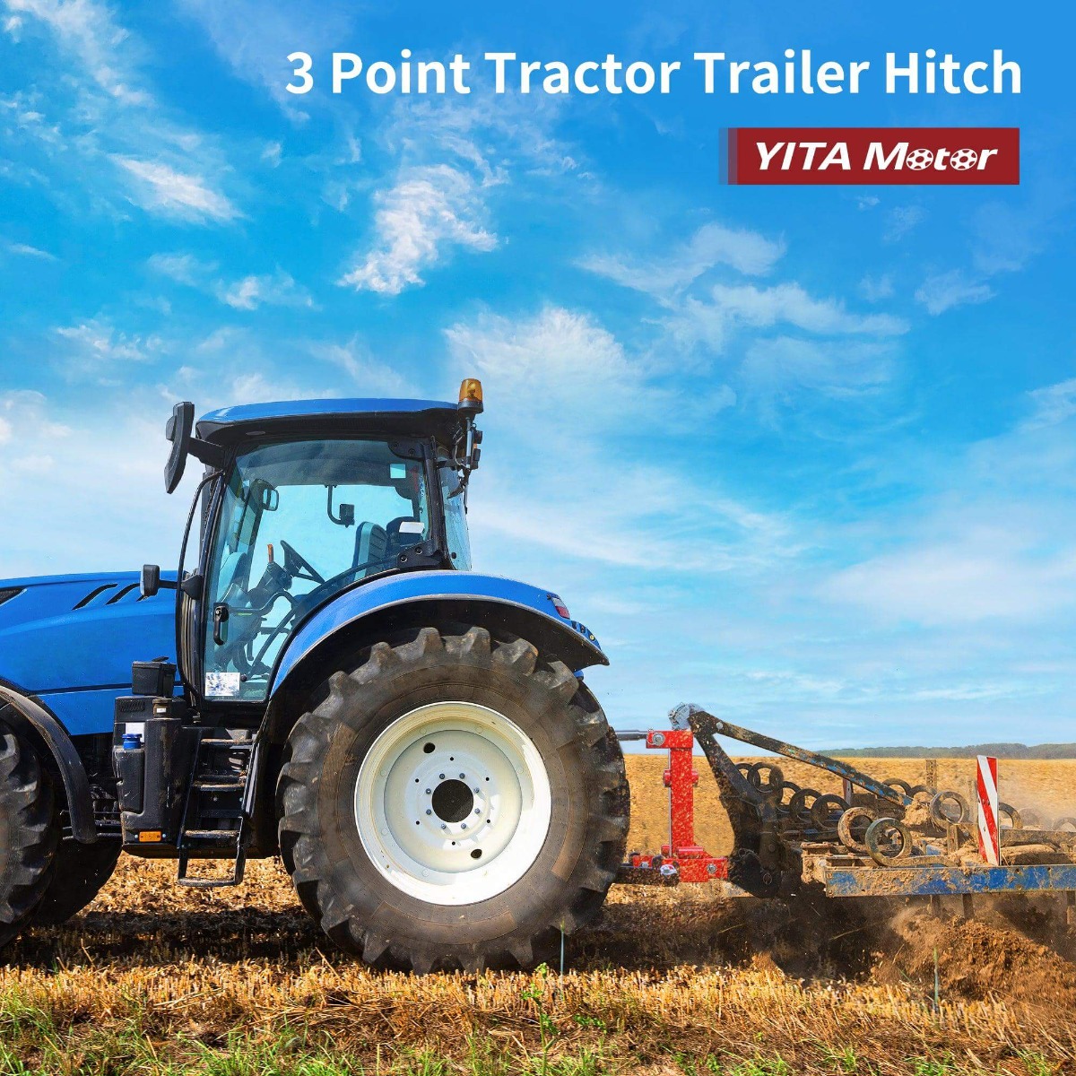 Side view of YITAMOTOR® 3 Point Trailer Hitch with 2" Receivers for Category 1 Tractors