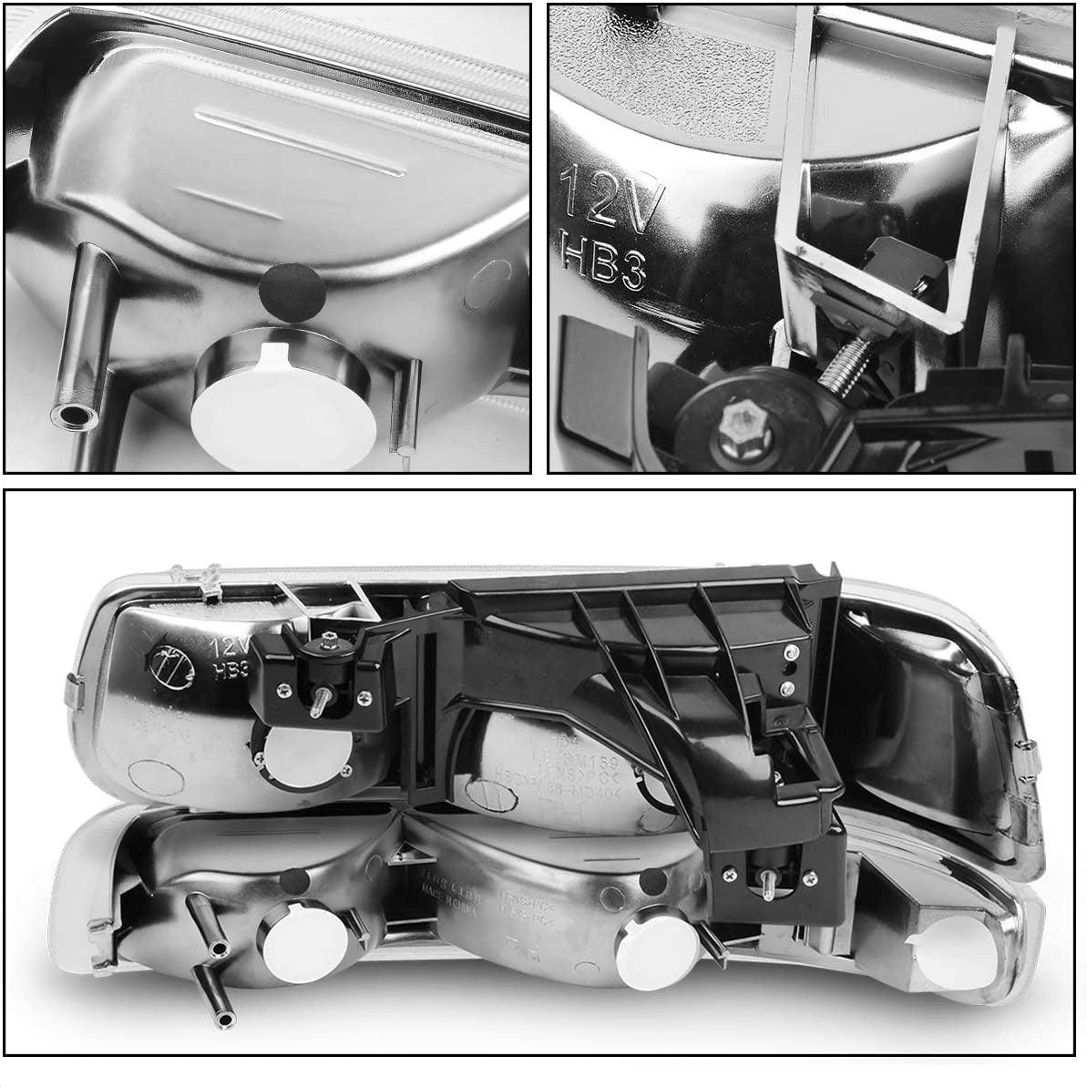 Side view of YITAMOTOR® 1999-2002 Chevy Silverado Headlight Assembly & Taillights Combo Set Chrome Housing Headlamps set