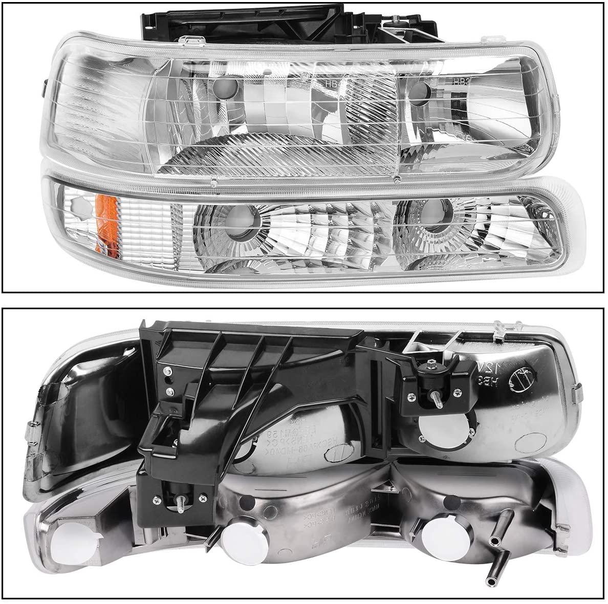 Side view of YITAMOTOR® 1999-2002 Chevy Silverado Headlight Assembly & Taillights Combo Set Chrome Housing Headlamps set