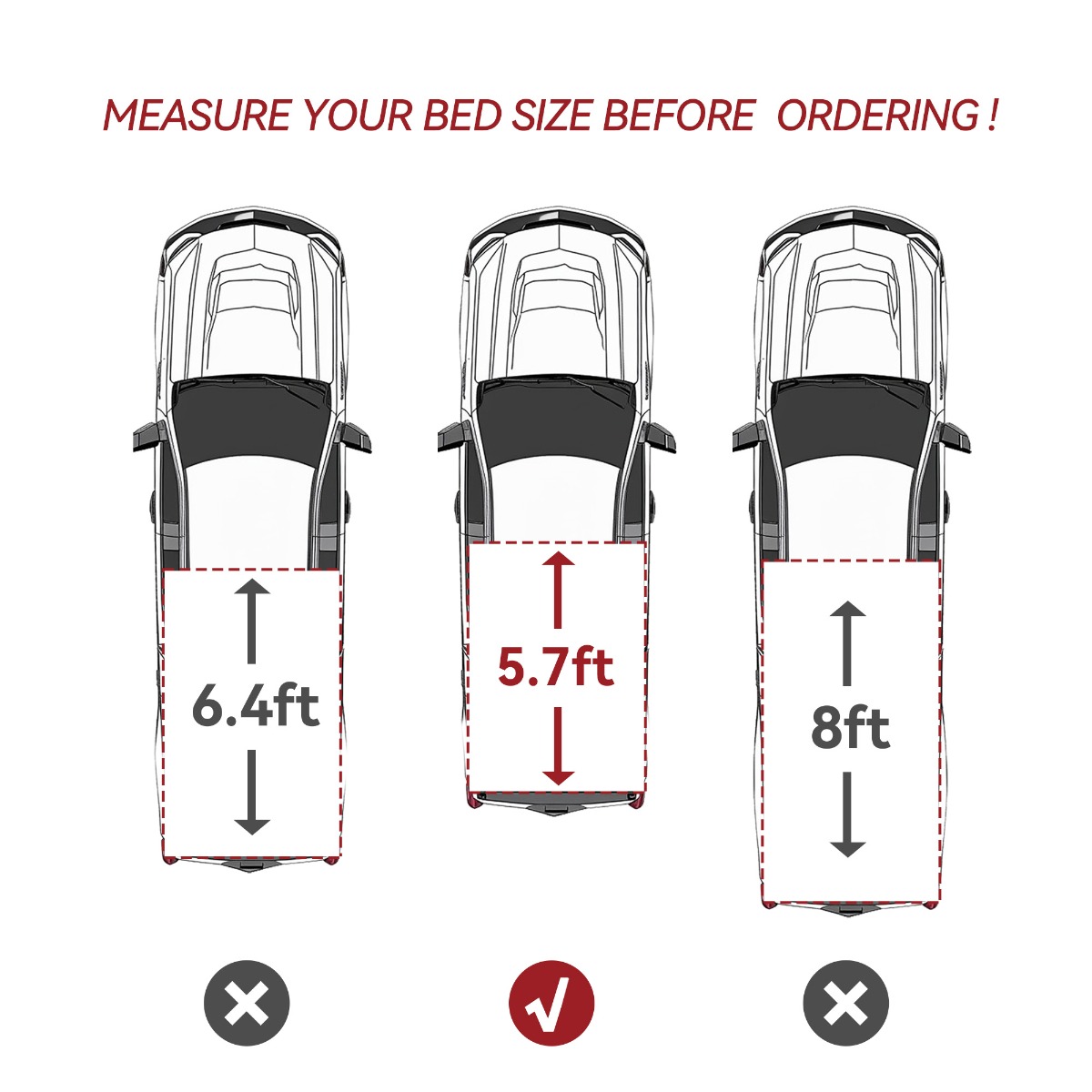 Side view of YITAMOTOR® FRP Hard Tri-Fold Truck Bed Tonneau Cover Compatible with 2009-2026 Dodge Ram 1500 (19-24 Classic ONLY), 5.7 ft Bed Without Rambox