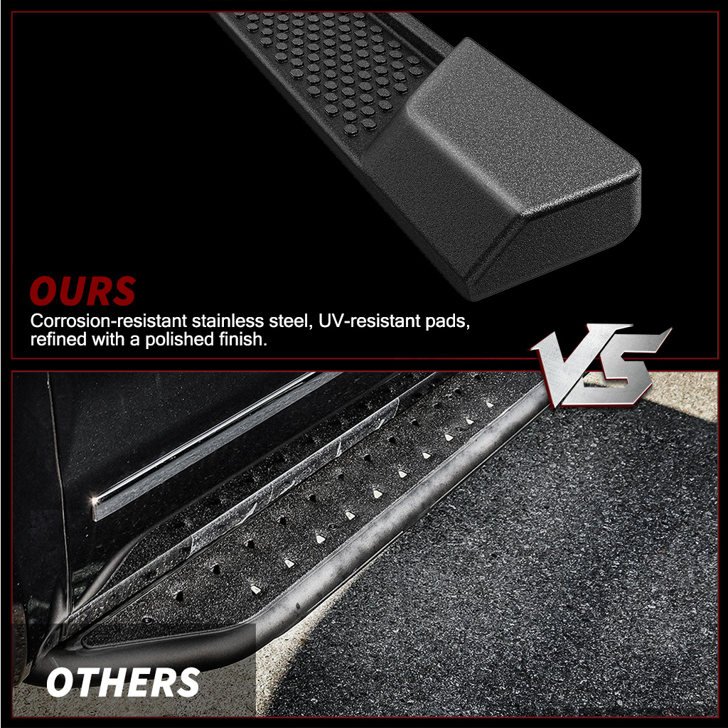 Side view of YITAMOTOR® Running Boards for 2018-2026 Jeep Wrangler JL 4 Door 6" ABS Nerf Bars Side Steps