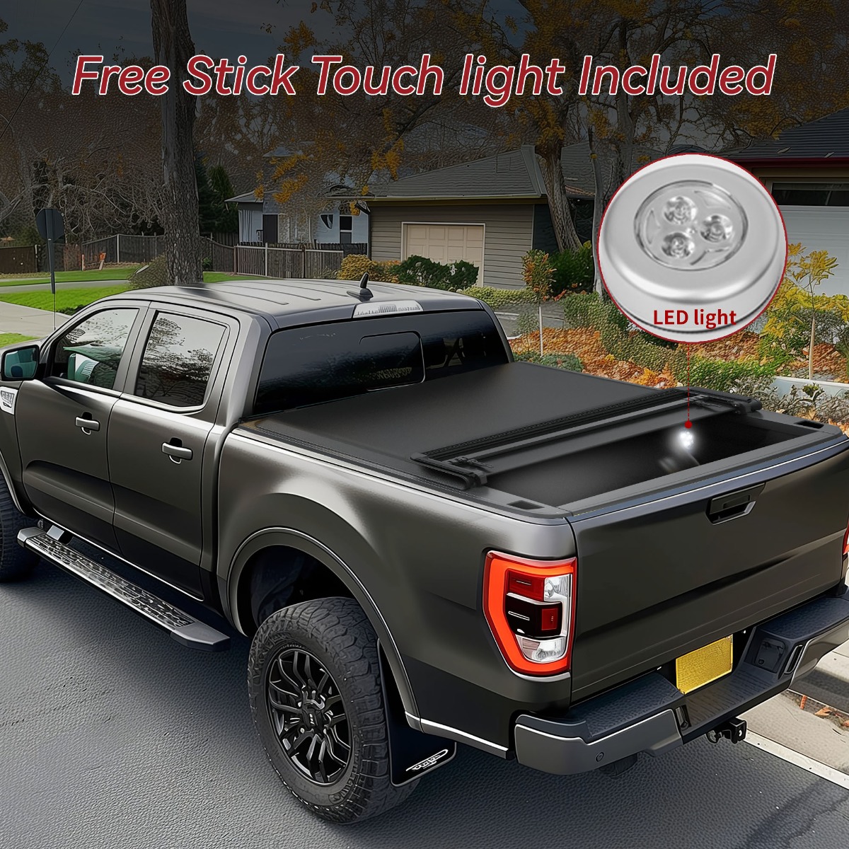 Side view of YITAMOTOR® 2017-2024 Nissan Titan Soft Quad Fold Truck Bed Tonneau Cover, Fleetside 5.5 ft Bed w/o Titan Box