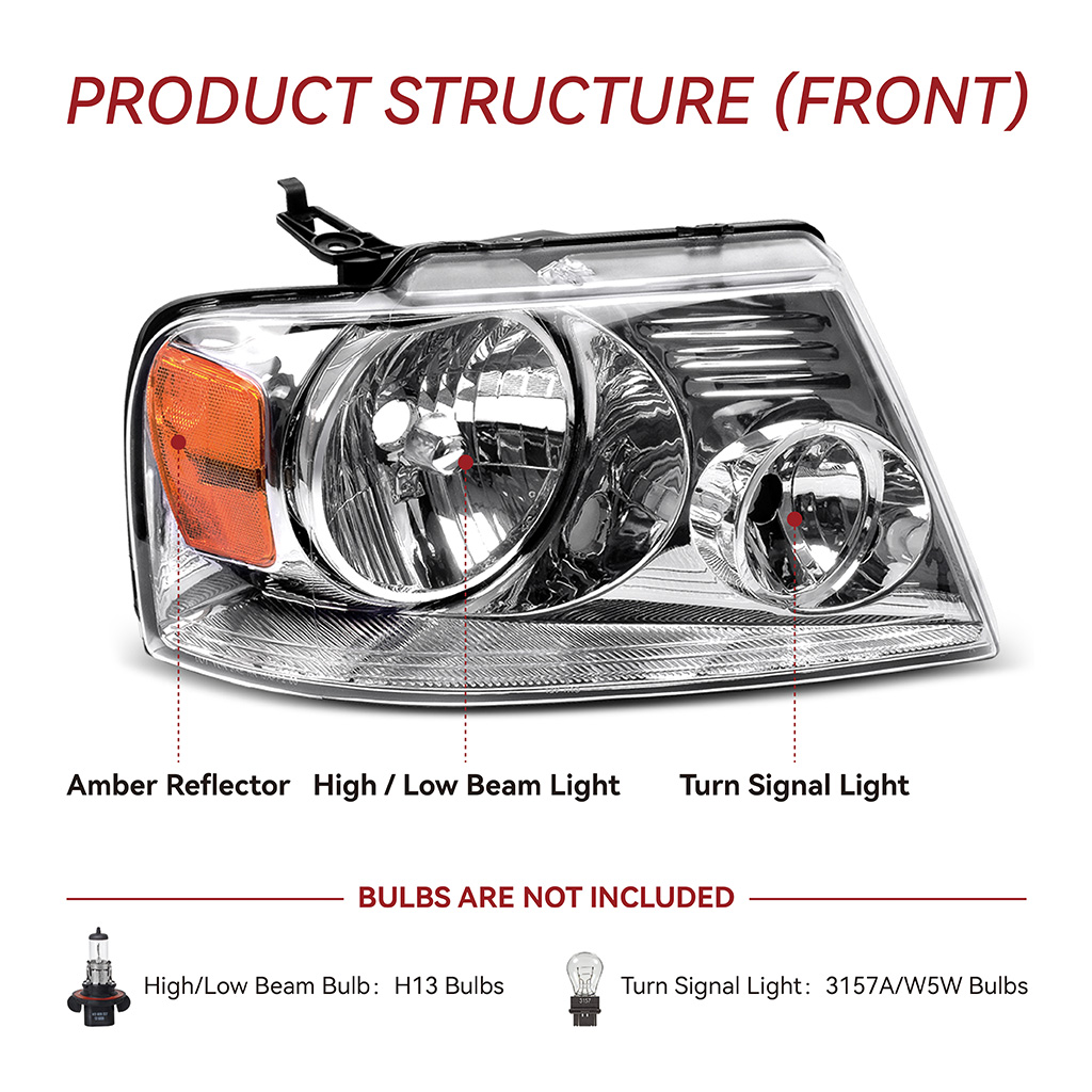 IgniteParts Chrome Housing Headlights For Ford F-150 2004-2008 - Smoke Lens, Halogen (Pair)