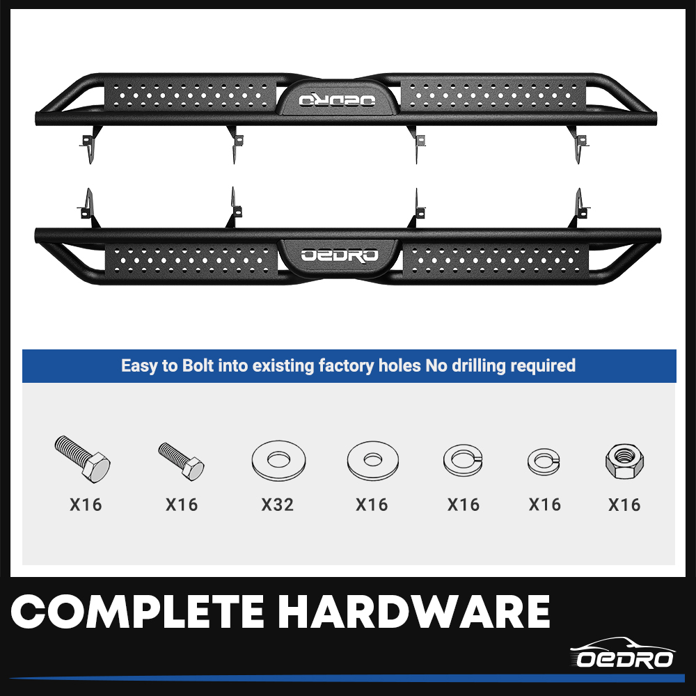Side view of OEDRO Running Boards for 2019-2026 Chevy Silverado/GMC Sierra 1500 Crew Cab & 2020-2026 2500HD/3500HD (Excl. 2019 1500 LD/Limited)