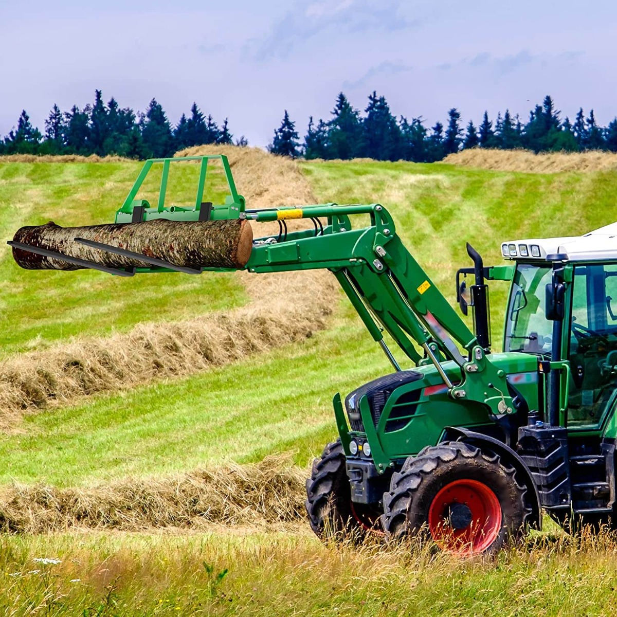 Side view of YITAMOTOR® 4000lbs 46" Skid Steer Pallet Fork Frame with Bale Spear Sleeve Fits John Deere Loaders
