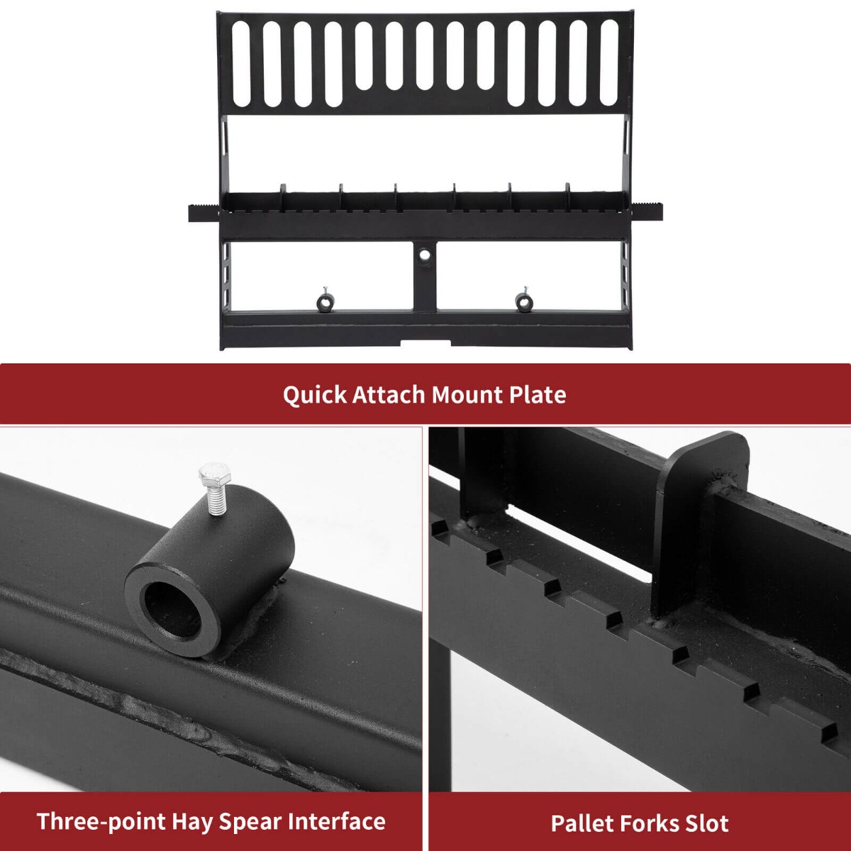 Side view of YITAMOTOR® 48" Pallet Fork Frame 5000lbs Skid Steer Heavy-Duty Attachment Quick Tach Tractor