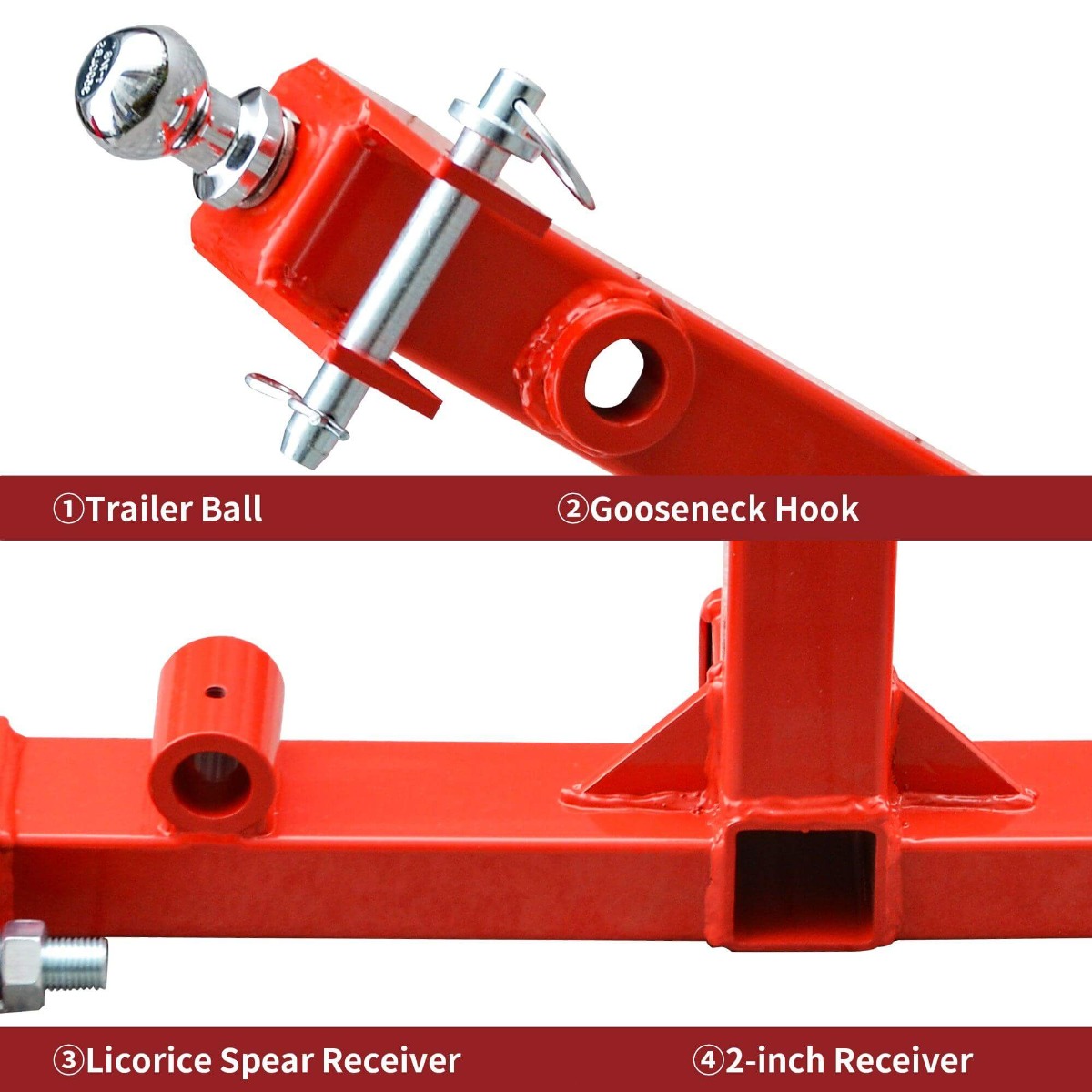 Side view of YITAMOTOR® 3 Point Hay Bale Spear Trailer Hitch Receiver Cat 1 Tractor Lift Capacity 3000lb