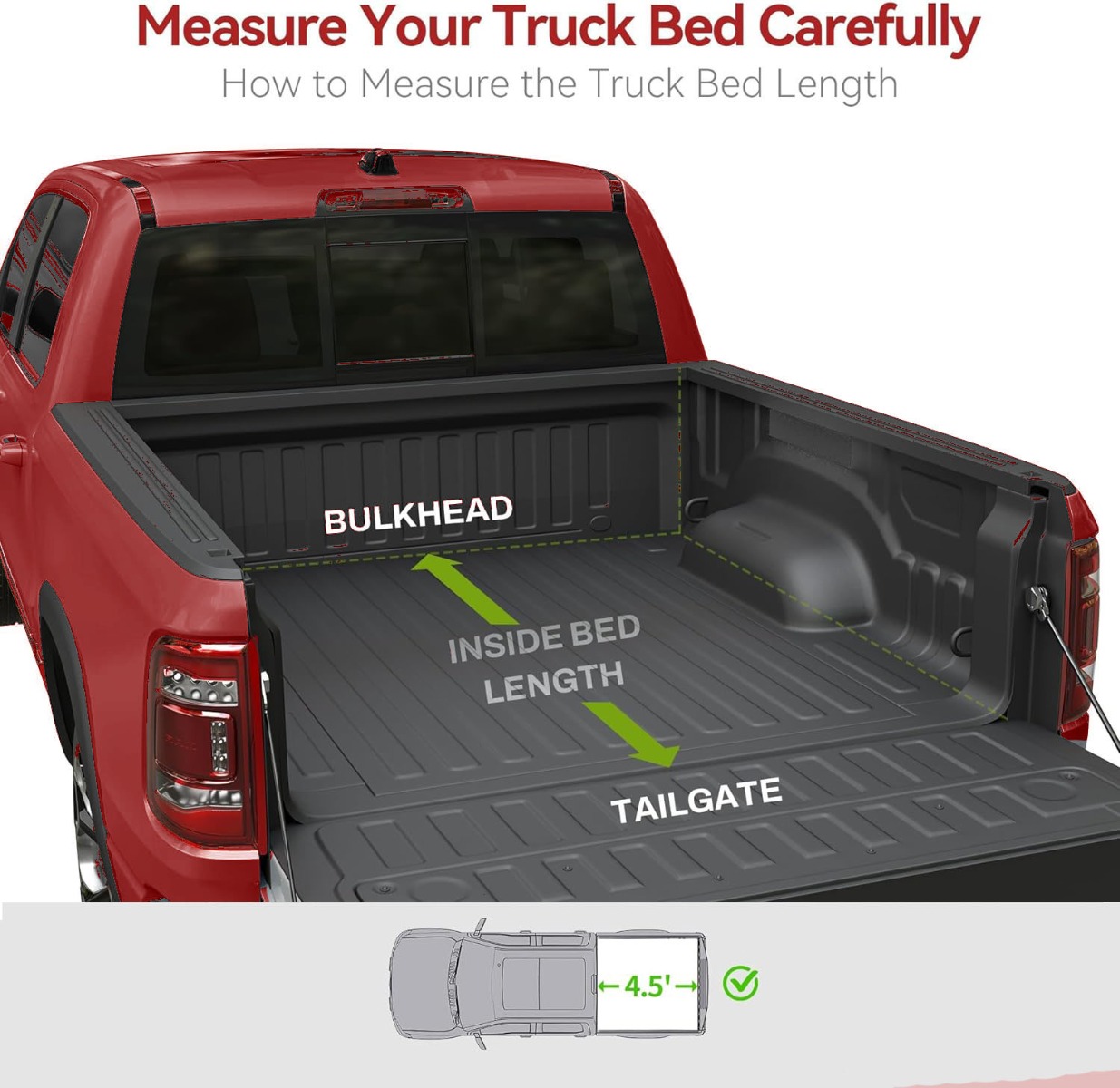 Side view of 4.6ft Bed Soft Roll-Up Tonneau Cover for Ford Maverick 2022-2026  4.5' Bed Full Protection with Durable Double-Layer PVC
