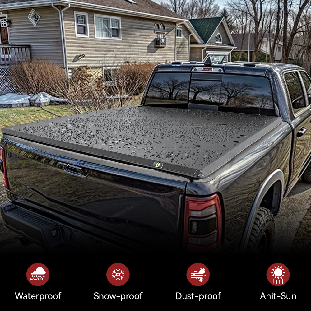 Side view of YITAMOTOR® 2009-2026 Dodge Ram 1500(New Body Style)5.7ft Soft Tri-fold Tonneau Cover Without Rambox