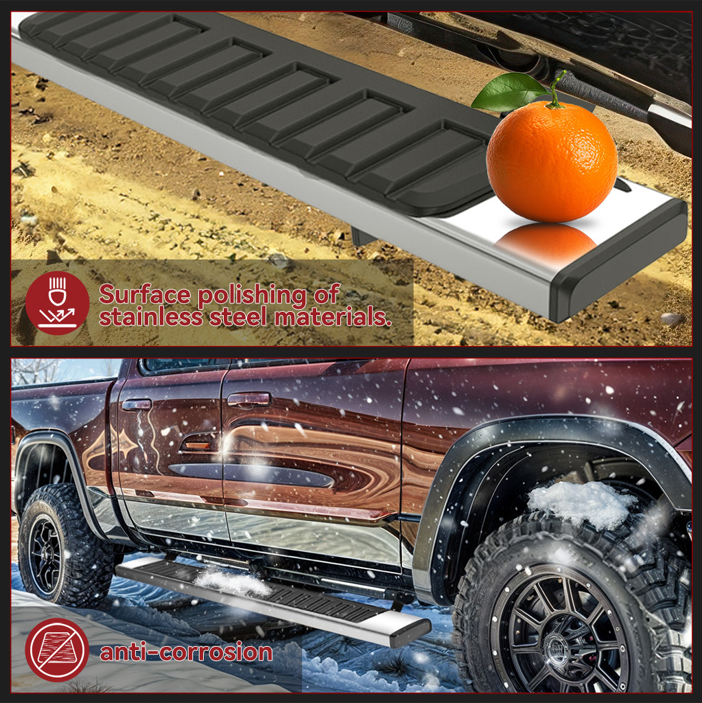 Side view of YITAMOTOR® 6 inches Running Boards For 2007-2018 Silverado/GMC Sierra 1500 & 2500HD 3500HD Crew Cab, 2019 Silverado/Sierra 2500HD 3500HD Side Step Ner