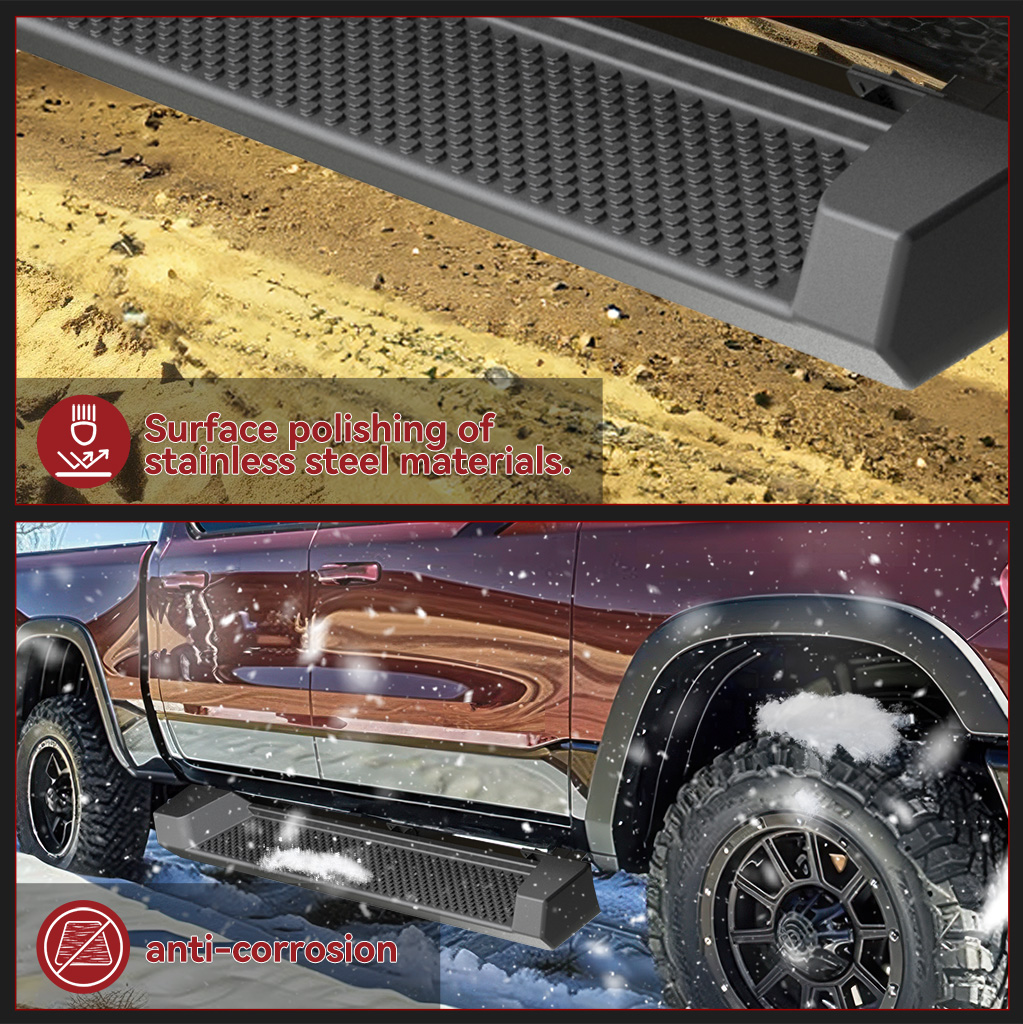 Side view of YITAMOTOR® Running Boards for 2018-2026 Jeep Wrangler JL 4 Door 6" ABS Nerf Bars Side Steps