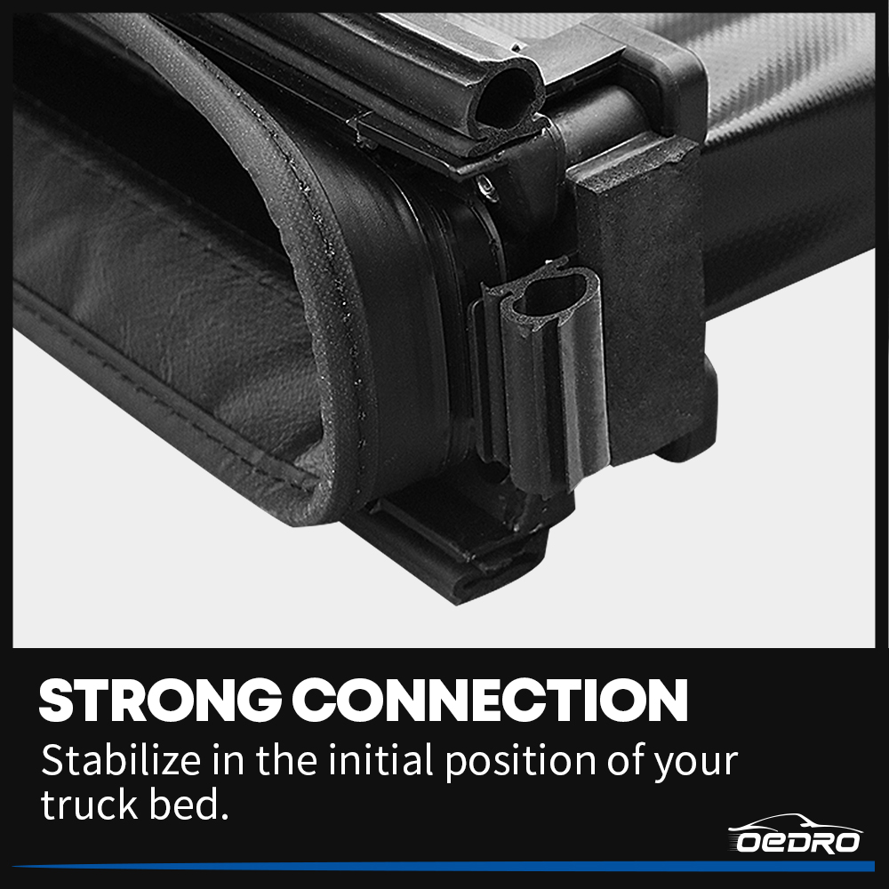 Side view of OEDRO 6.6FT Soft Quad Fold Tonneau Cover for 2019-2026 Chevy Silverado/GMC Sierra 1500 Without Multi-Flex Tailgate(Not for Legacy/Limited/2500 3500hd)