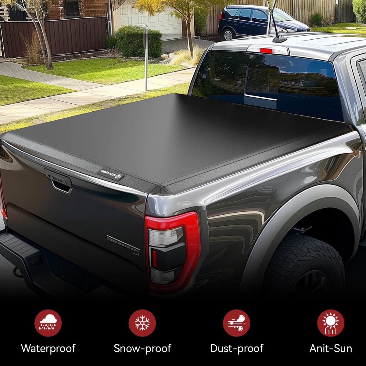 Side view of YITAMOTOR® Soft Quad Fold 2009-2014 Ford F-150 (Excl. Raptor Series), Styleside 6.5 ft Bed Truck Bed Tonneau Cover