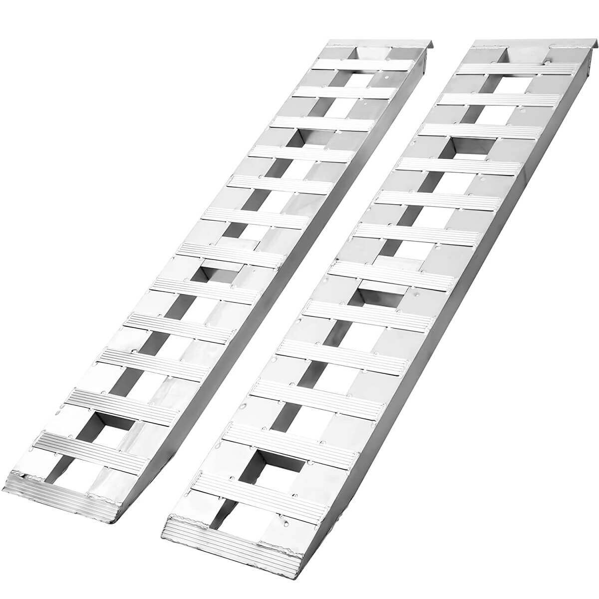 Side view of YITAMOTOR® 60''x12'' Aluminum Trailer Ramps 6000LBS Car Trailer Truck Hook End 2 Loading Ramps