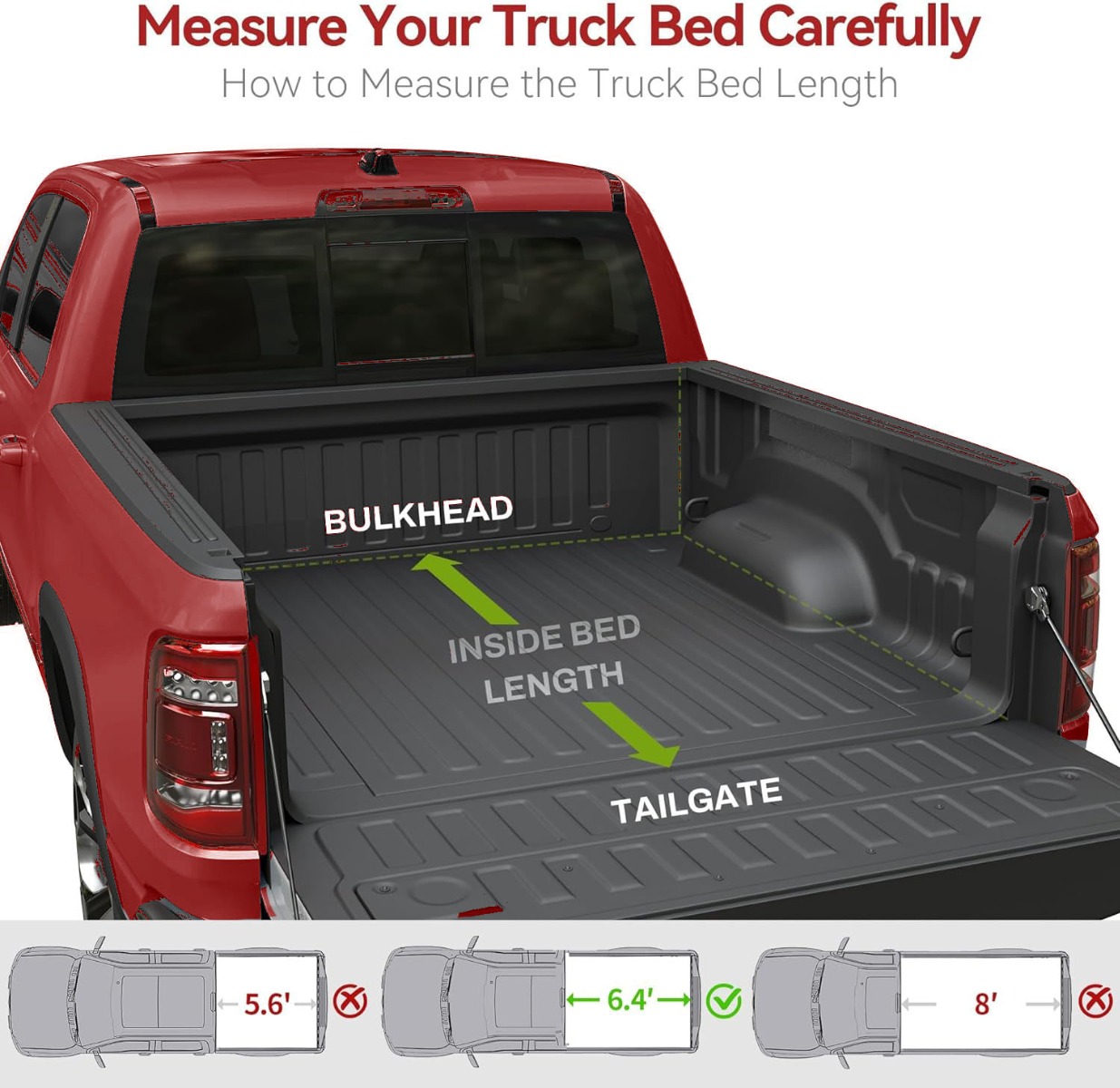 Side view of 6.4FT Soft Roll-Up Truck Bed Cover Fits for Dodge Ram 1500 Classic 2002-2024 (Excl. New Body), Fits for  2003-2025 Dodge Ram 2500 3500| 6'4" (76") Bed