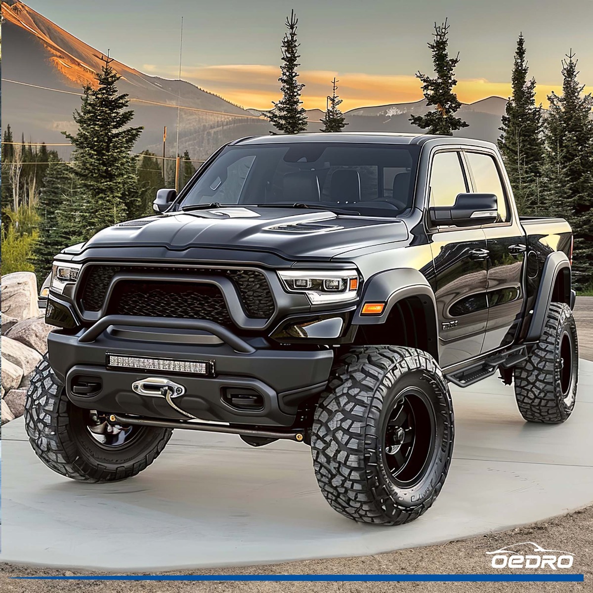 Side view of OEDRO Running Boards for 2019-2025 Dodge Ram 1500 Quad Cab New Body Side Steps