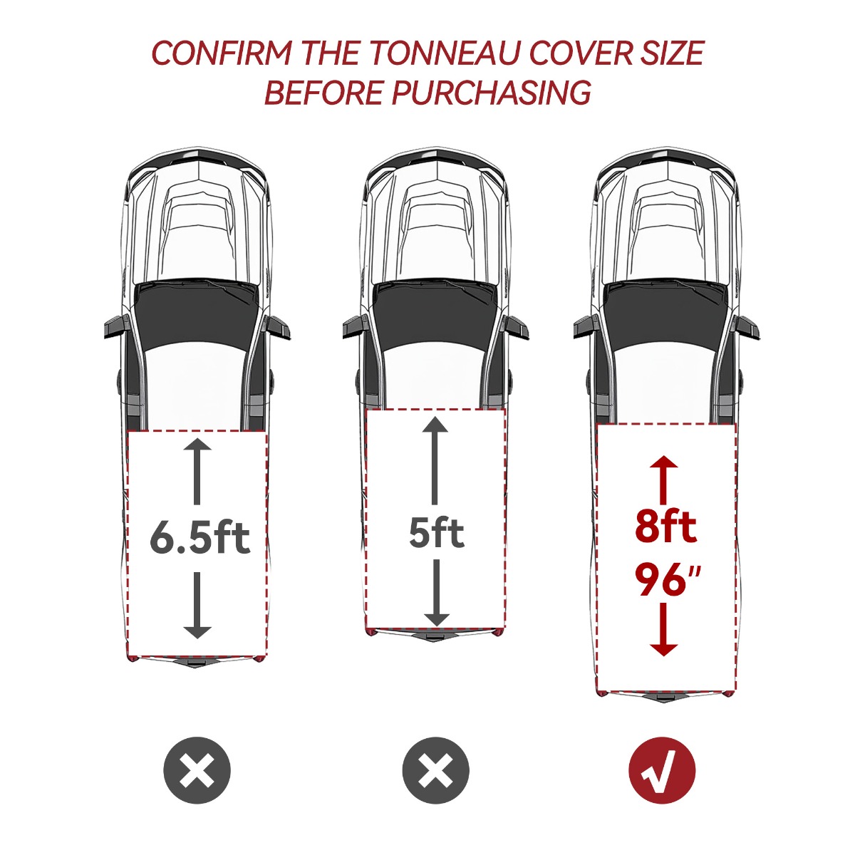 Side view of YITAMOTOR Soft Quad-Fold Tonneau Cover for 1999-2026 Ford F-250/F-350 Super Duty 8 ft Bed