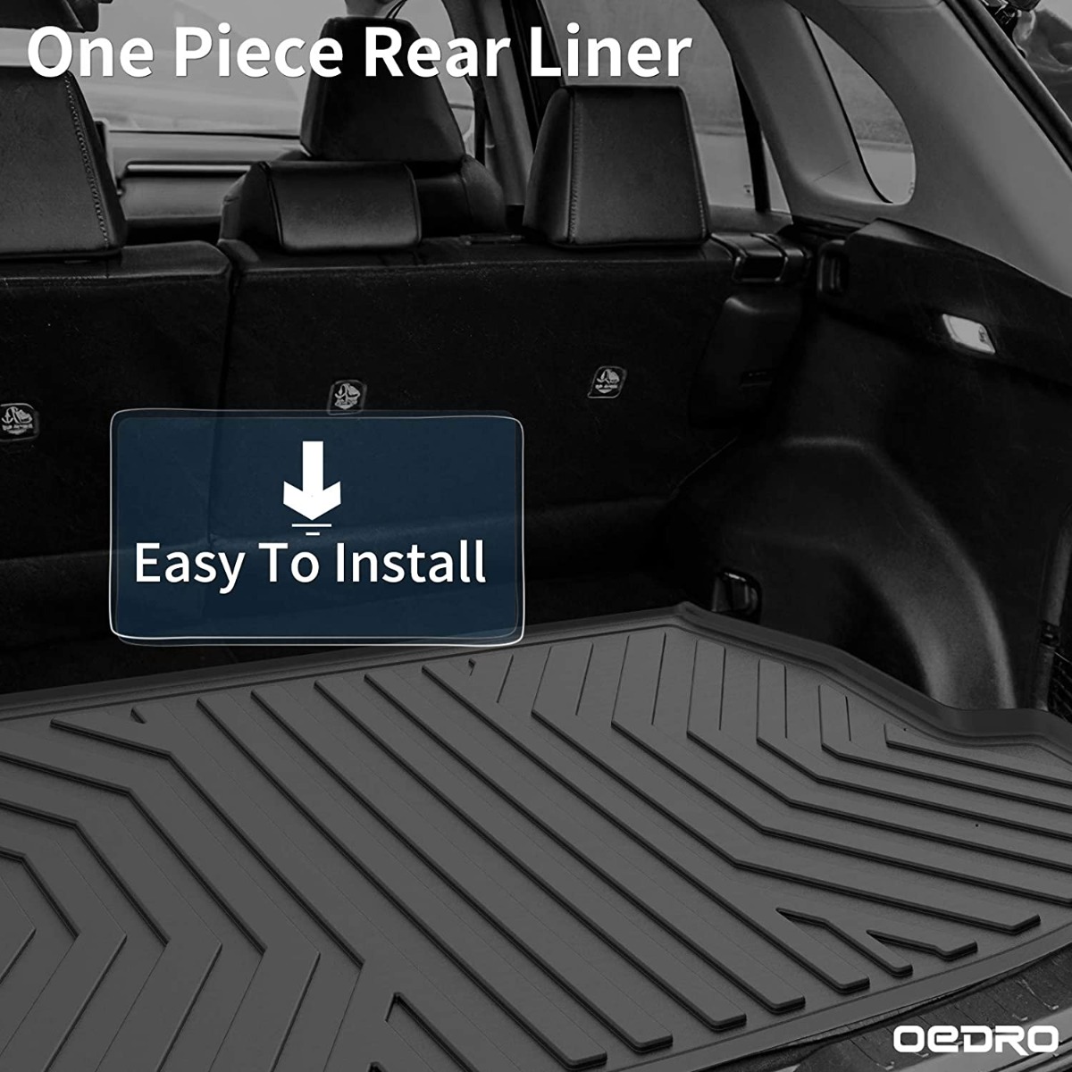 Side view of OEDRO Cargo Liner for 2019-2025 Toyota RAV4, Unique Black TPE All-Weather Guard Trunk Liner